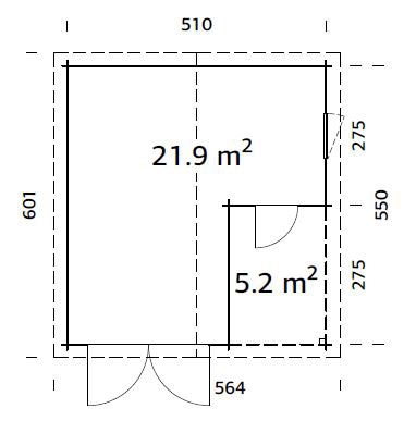 Palmako Garage »Roger«, BxTxH: 564x601x321 cm, mit Anbau und Holztor, grau