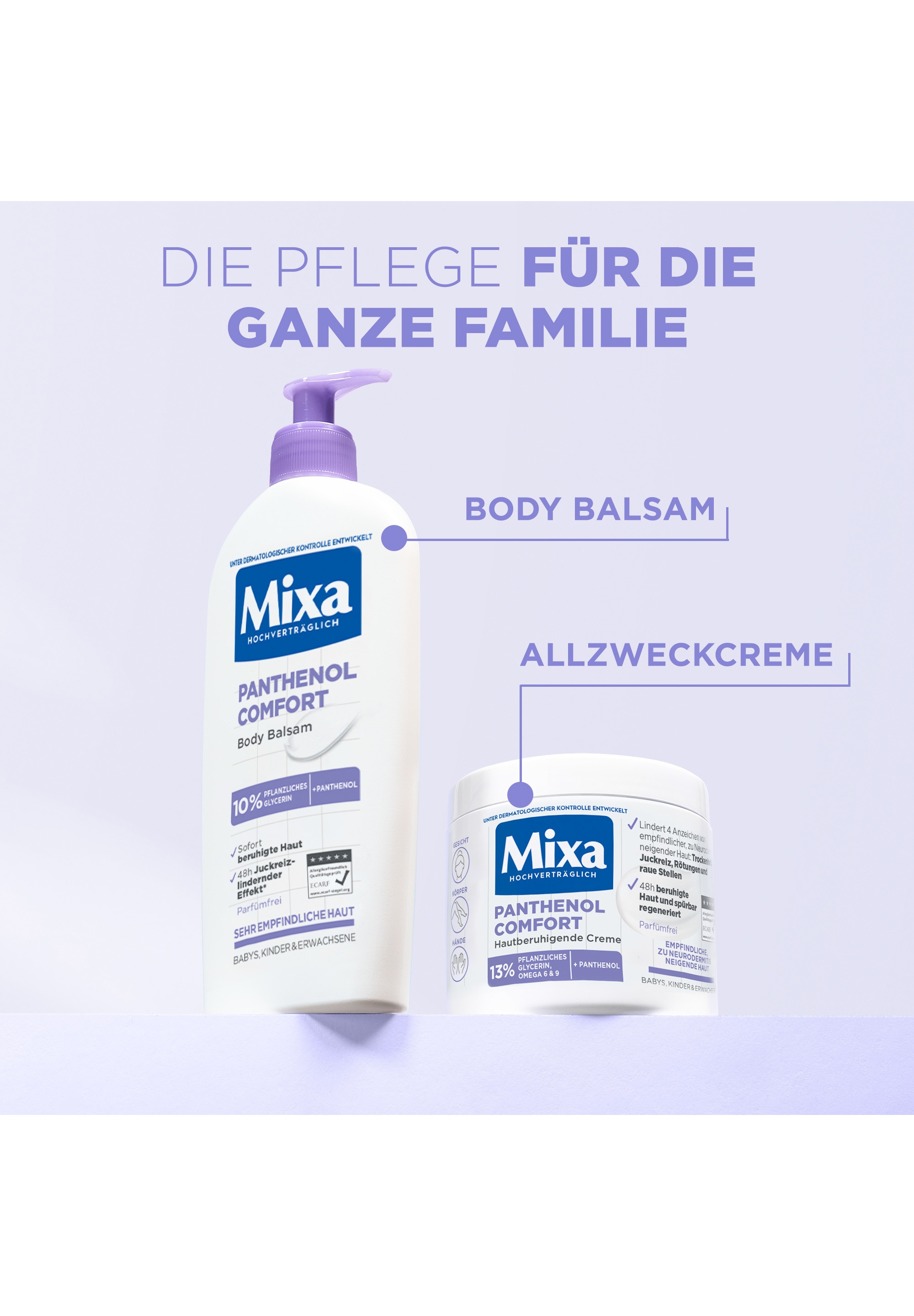 Mixa Körperbalsam »MIXA PANTHENOL COMFORT BODY BALSAM« wirkt Spannungsgefühlen entgegen, beruhigende Wirkung