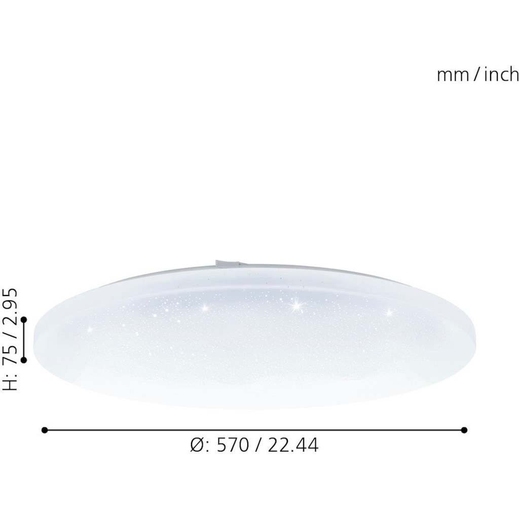 EGLO Deckenleuchte »FRANIA-A«, LED-Board, weiß / Ø57 x H7,5 cm / inkl. 1 x LED-Platine (je 32,5W, 3900lm, 2700-6500K) / CCT Farbtemperatursteuerung - dimmbar - Nachtlichtfunktion - mit Fernbedienung - Deckenlampe - Flurlampe - Schlafzimmerlampe