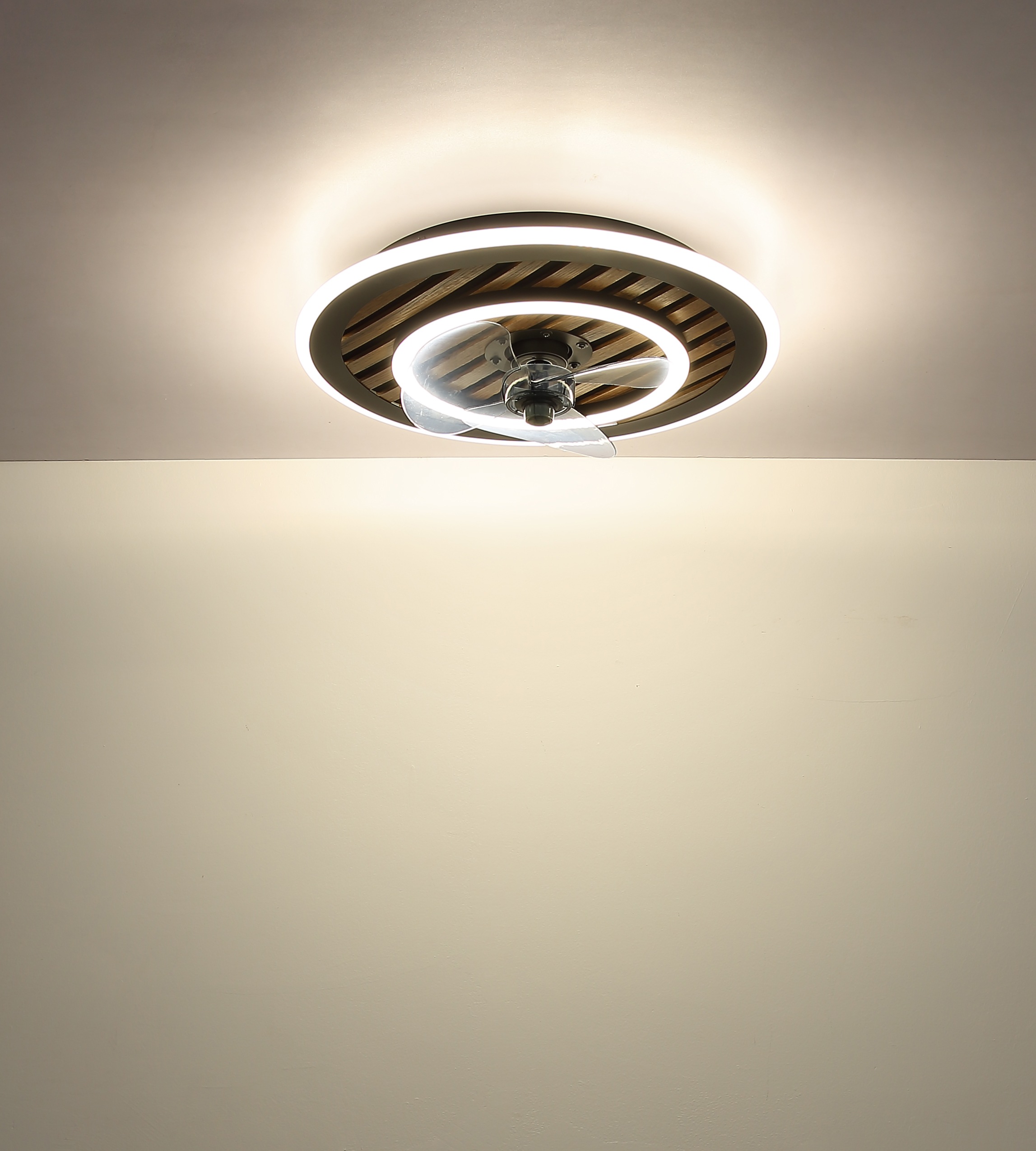 GLOBO LIGHTING Deckenleuchte »TREVINO« LED-Modul 1 Stk. warmweiß - kaltweiß Ventilator kühlen-heizen holzoptik rauchfarben CCT 2700-6000K elegant