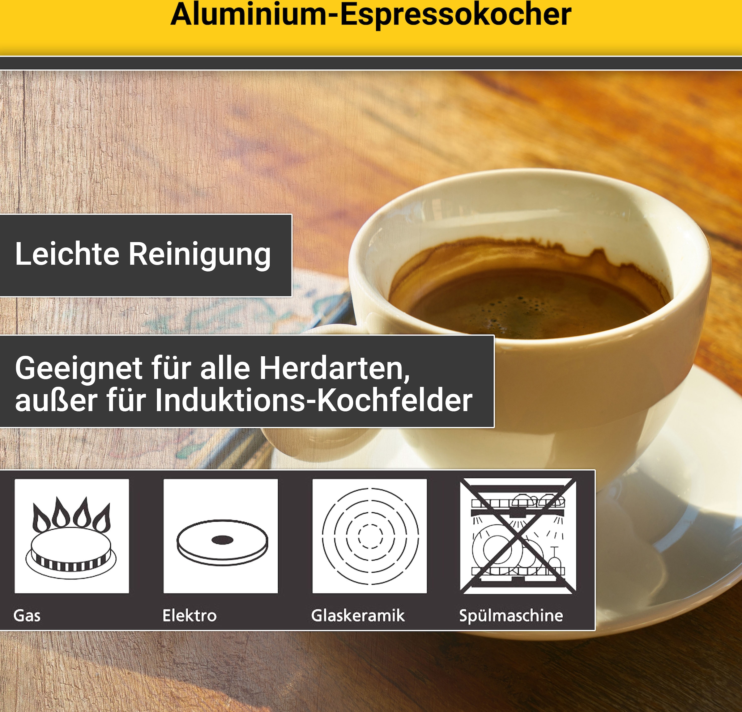 Krüger Espressokocher »Italiano«, 0,35 l Kaffeekanne, traditionell italienisch, aus Aluminium, mit Silikon-Dichtungsring