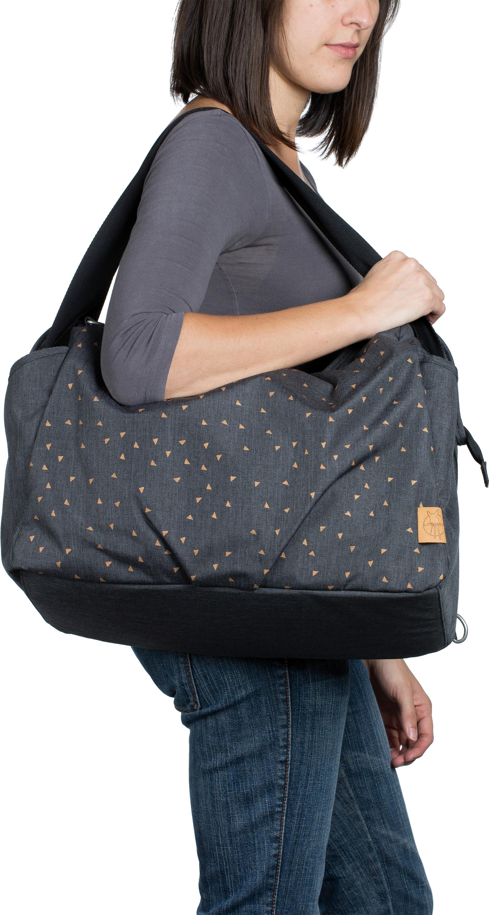 LÄSSIG Wickeltasche »Casual, Twin Bag Triangle, Dark Grey«, mit Rucksackfunktion und Wickelunterlage; PETA-approved vegan