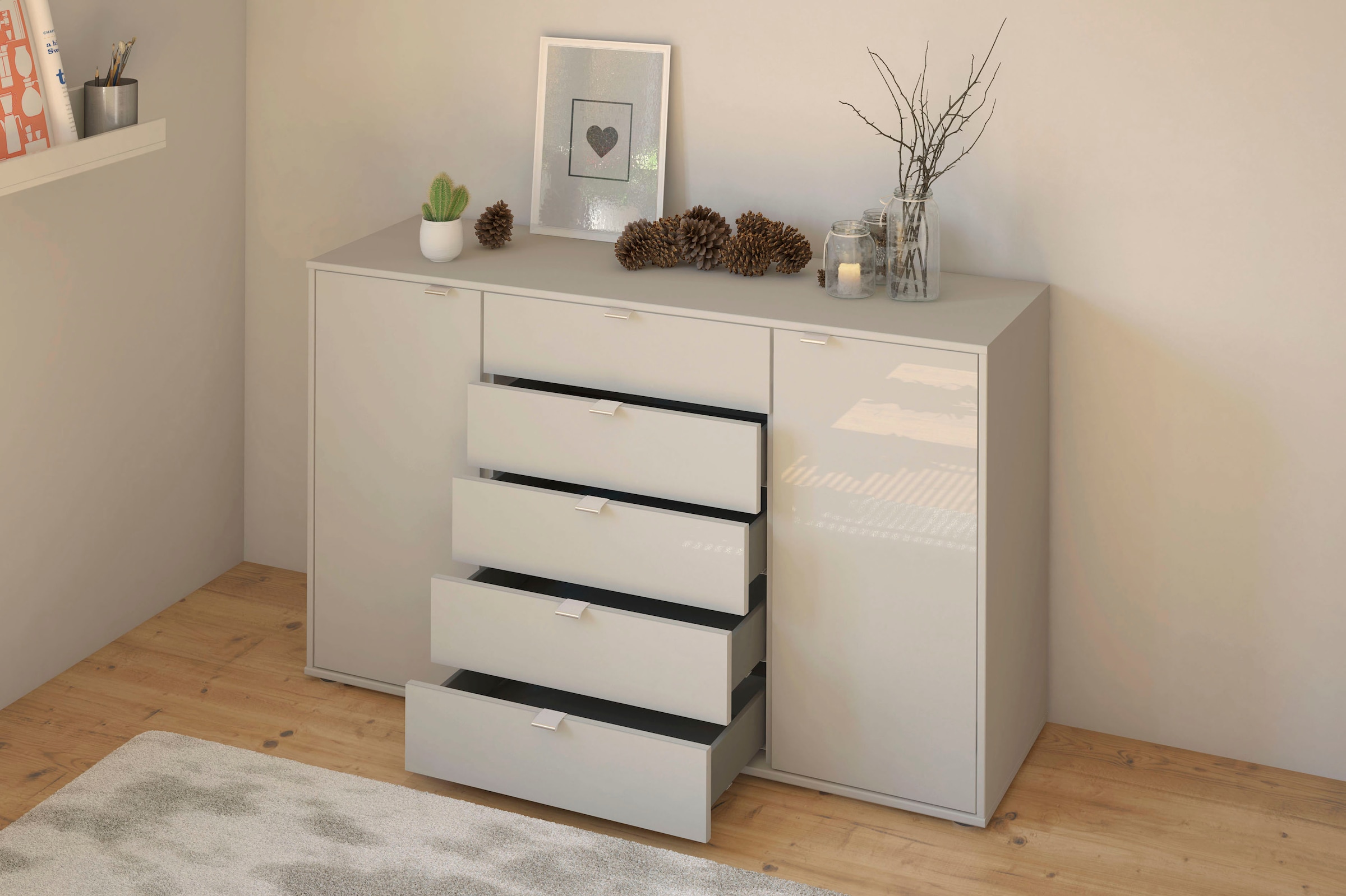 WIEMANN Kombikommode »Nizza«, vormontiert, mit Soft-Close und Glasfront