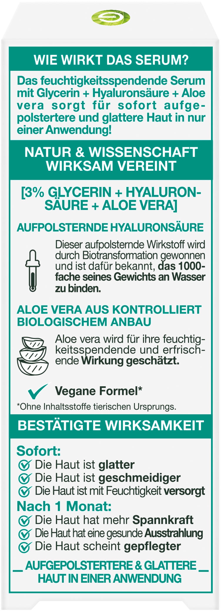 GARNIER Gesichtsserum »SKIN ACTIVE HYALURON ALOE SERUM« mit Hyaluronsäure, flüssige Textur, für alle Hauttypen