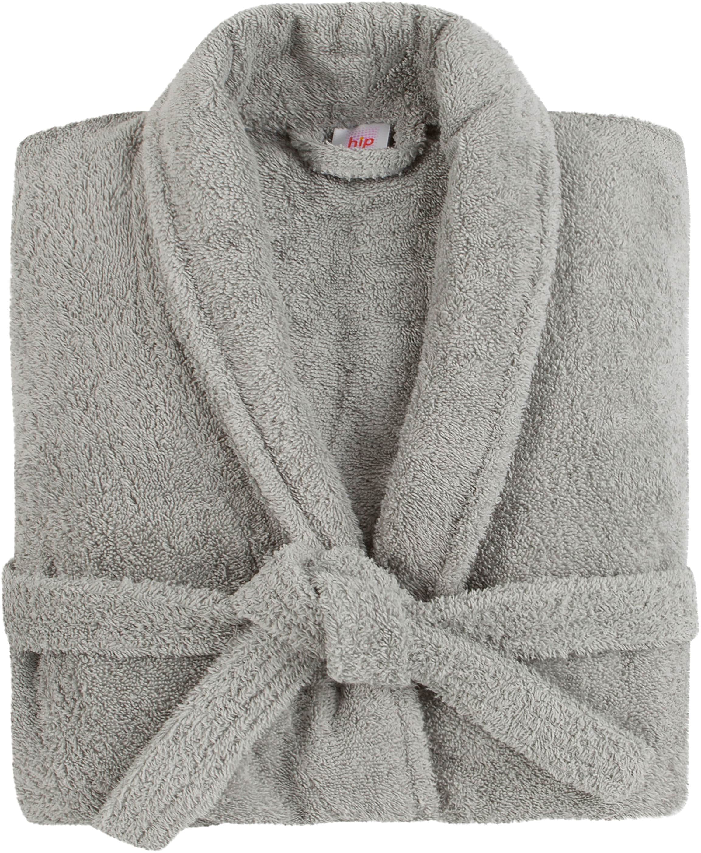 hip Bademantel »Hip Bathrobe uni«, (Packung, 1 St., 1x Bademantel), Schalkragen, Gürtel, Taschen, Damen & Herren, Velours, Glanz