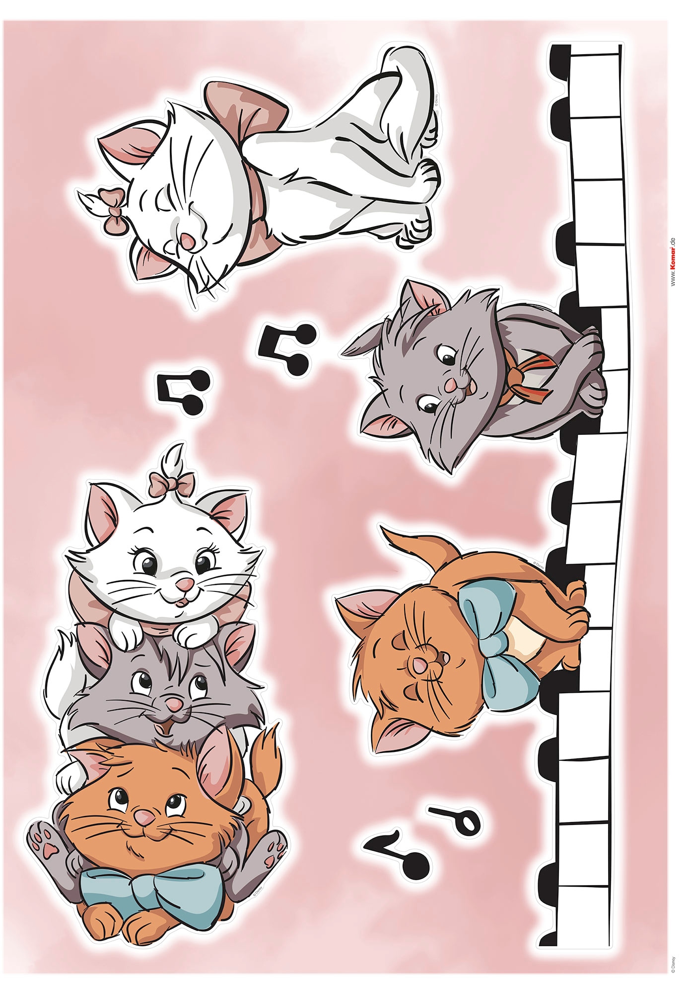 Komar Wandtattoo »Aristocats Kittens«, (7 selbstklebendes kaufen 50x70 x St.), Wandtattoo cm Höhe), Raten auf (Breite