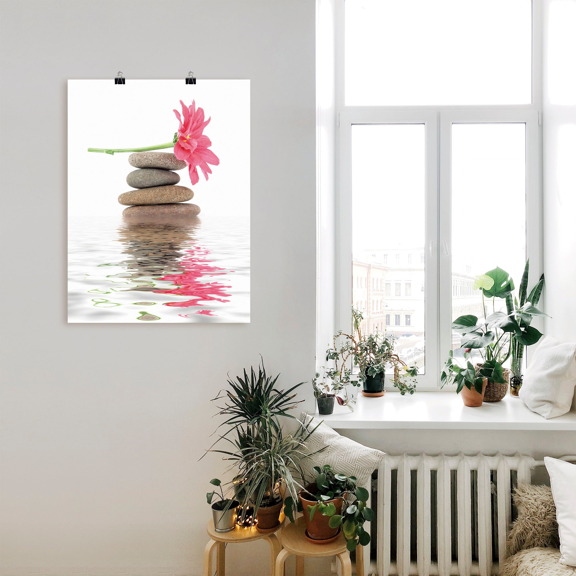 Artland Wandbild »Zen Spa Steine mit Blumen I« Zen 1 Stk. tlg. als Leinwandbild, Poster in verschied. Größen