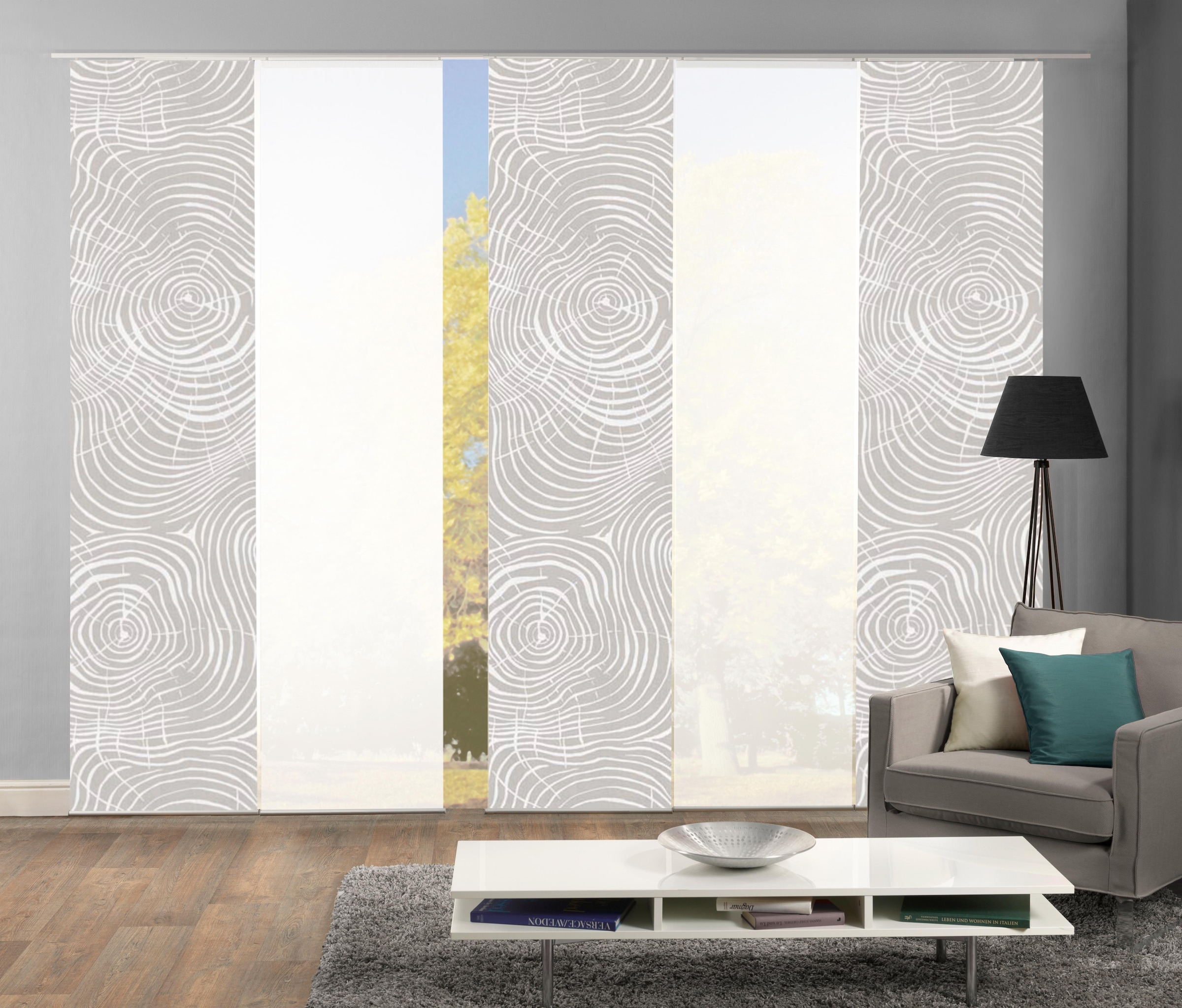 HOME WOHNIDEEN Schiebegardine »MADERAS« Klettband 5 Stk. tlg. HxB: 245x60, günstig online kaufen