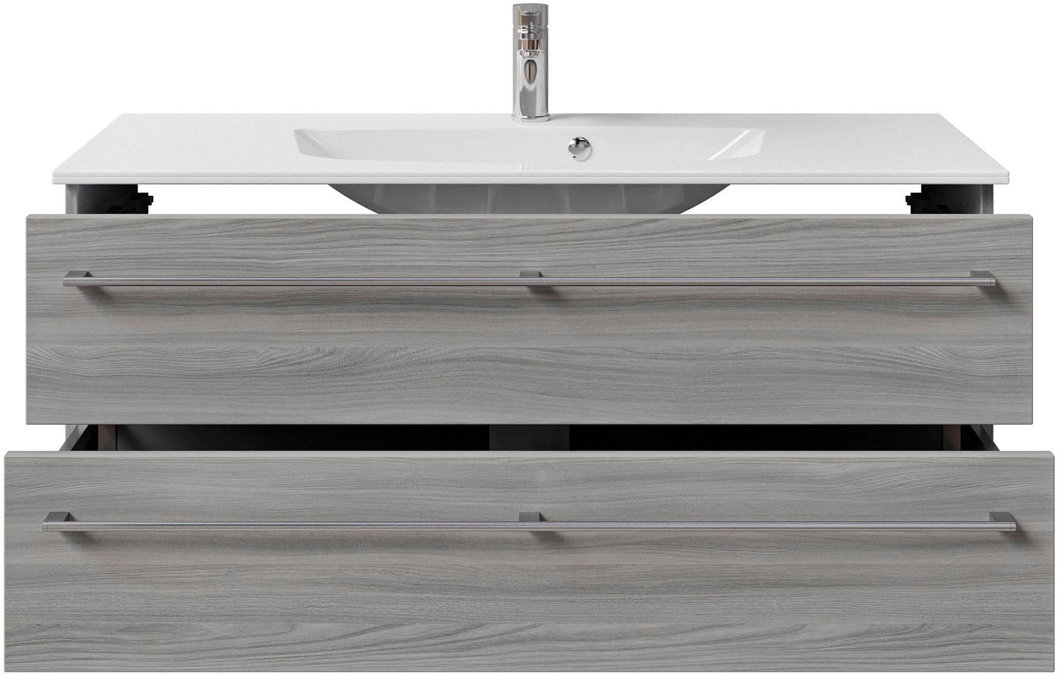 Saphir Waschtisch »Serie 6025 Mineralmarmor-Waschtisch mit Unterschrank, 117 cm breit«, Waschplatz mit 2 Schubladen, hängend, verschiedene Ausführungen