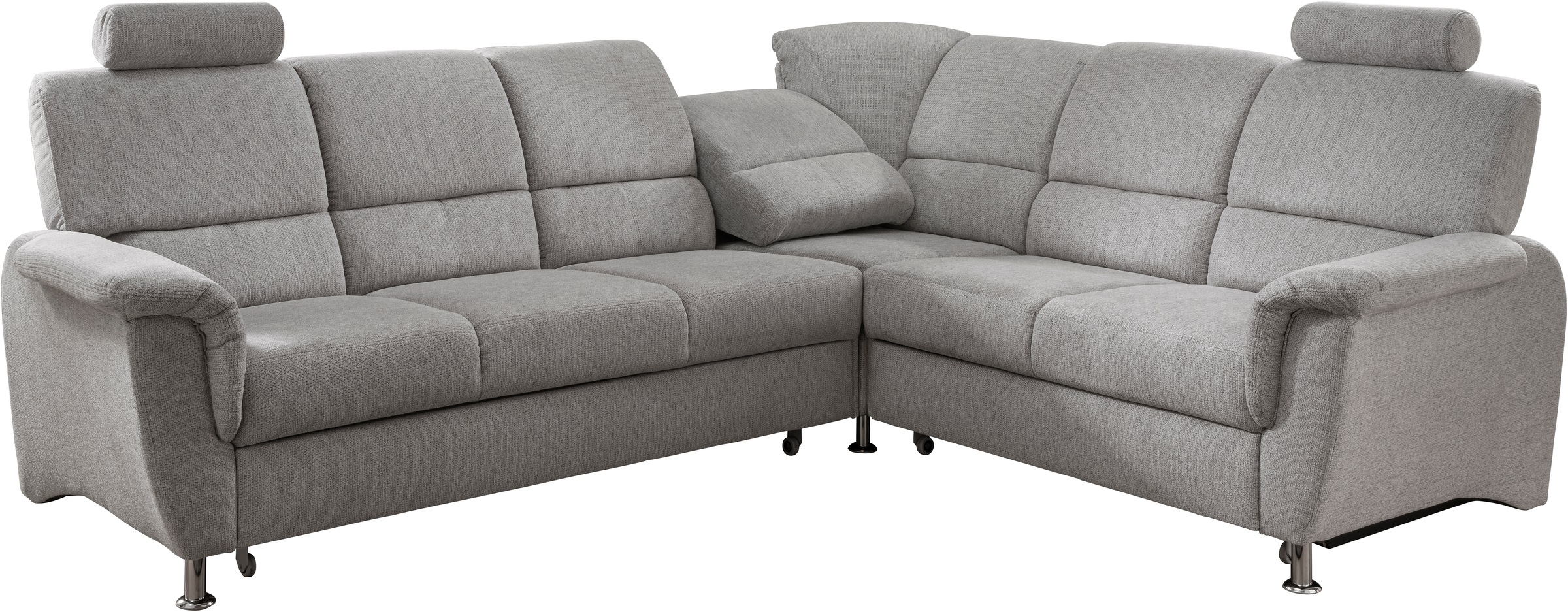 Home affaire Ecksofa »Pisa L-Form, mit Schlaffunktion, Stauraum, 2x höhenverstellbare«, Kopfstützen und Relaxfunktion im Eckelement