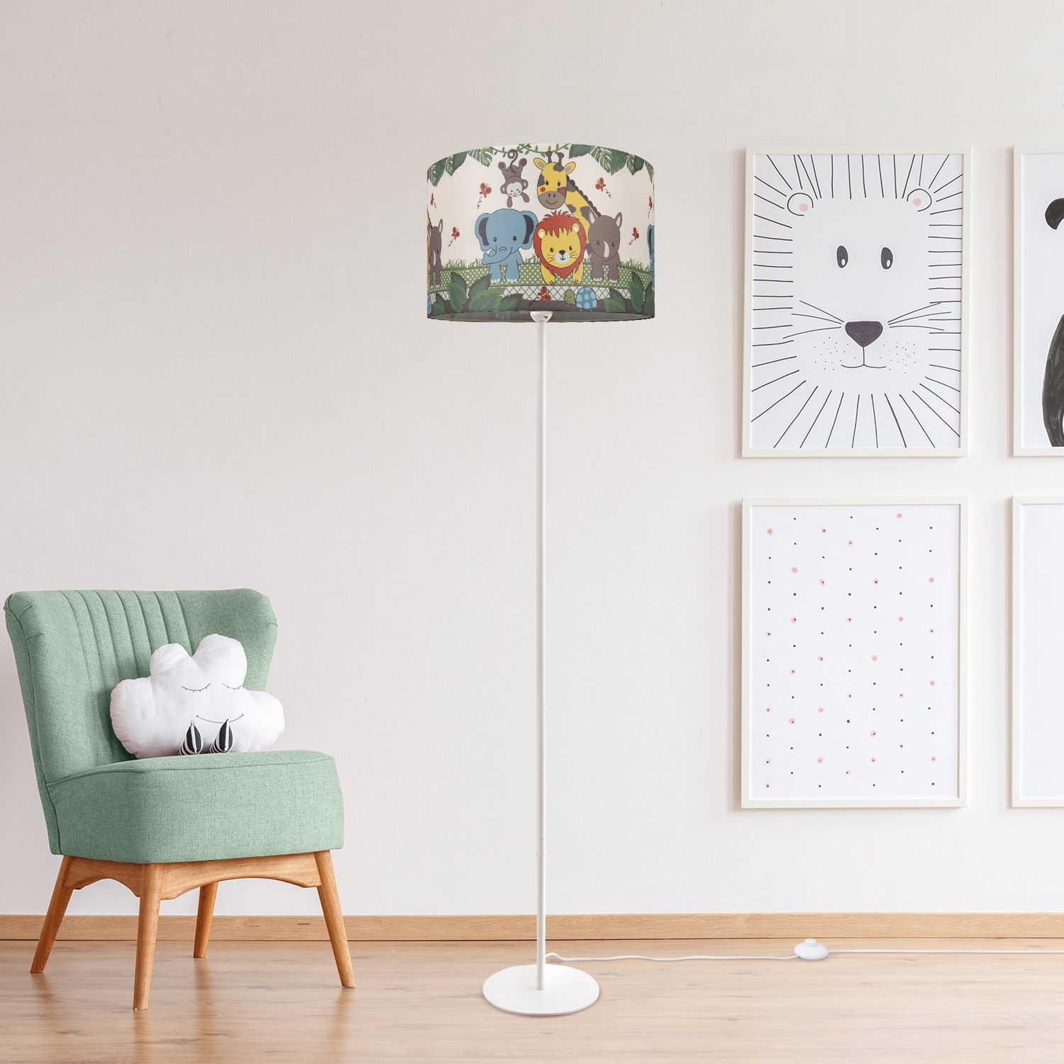 Paco Home Stehlampe »Diamond 634«, 1 flammig, Leuchtmittel E27 | ohne Leuchtmittel, Kinderlampe LED Kinderzimmer Lampe Dschungel-Tiere Stehleuchte E27