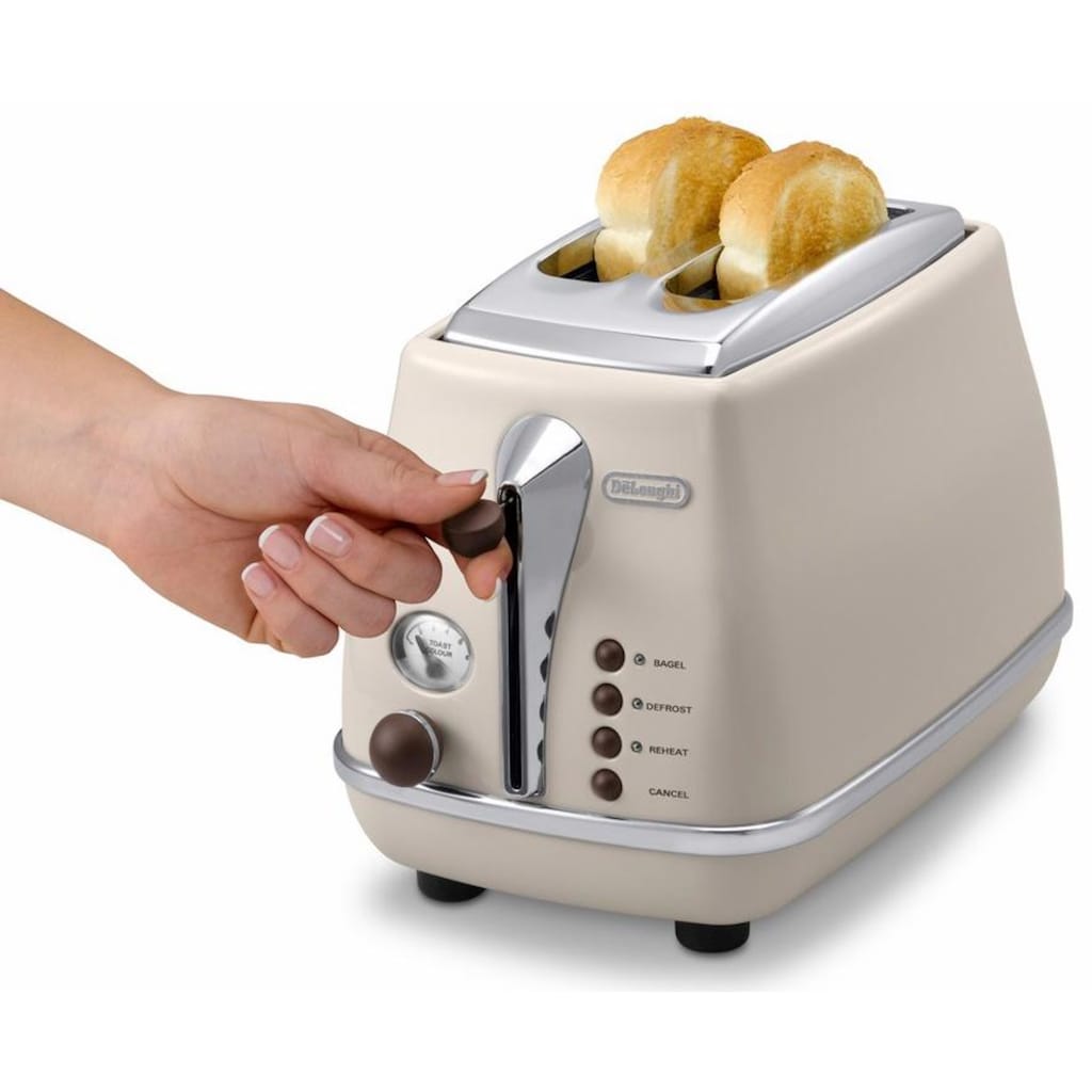 De'Longhi Toaster »Incona Vintage »CTOV 2103.BG««, 2 kurze Schlitze, 900 W