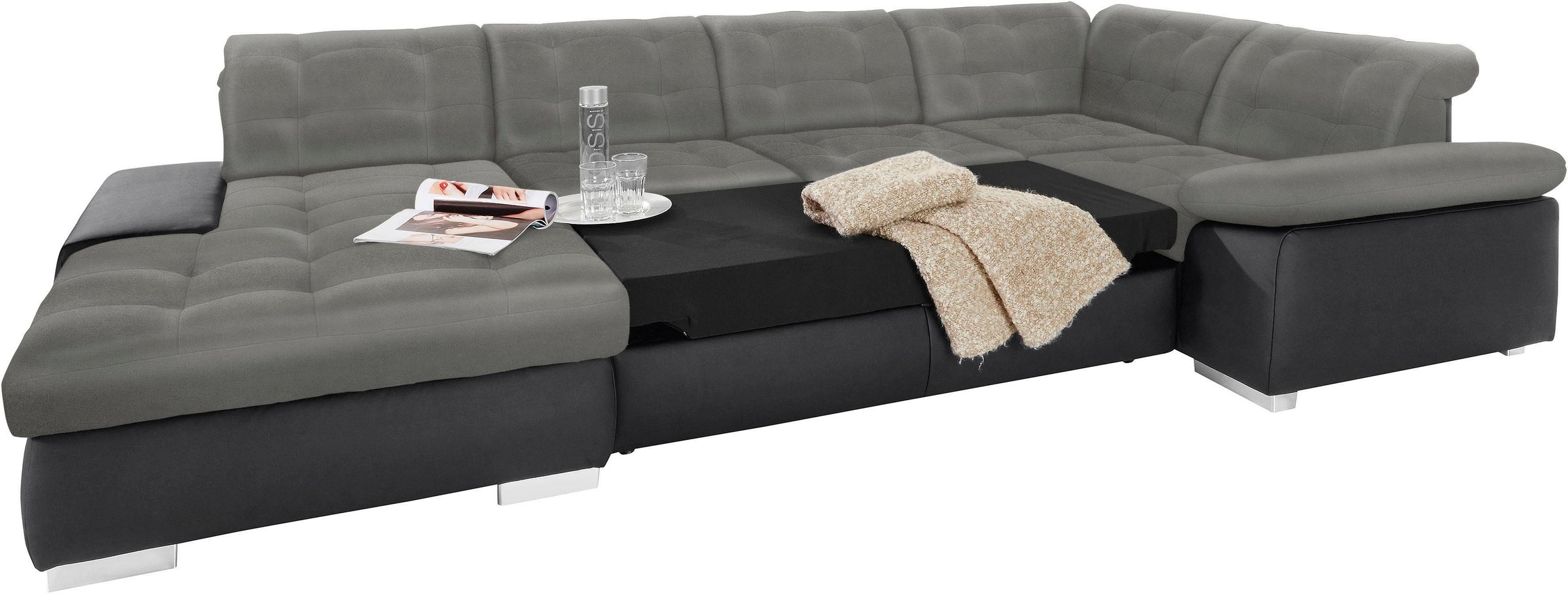 sit&more Wohnlandschaft »Ontario U-Form«, XXL, wahlweise mit Bettfunktion