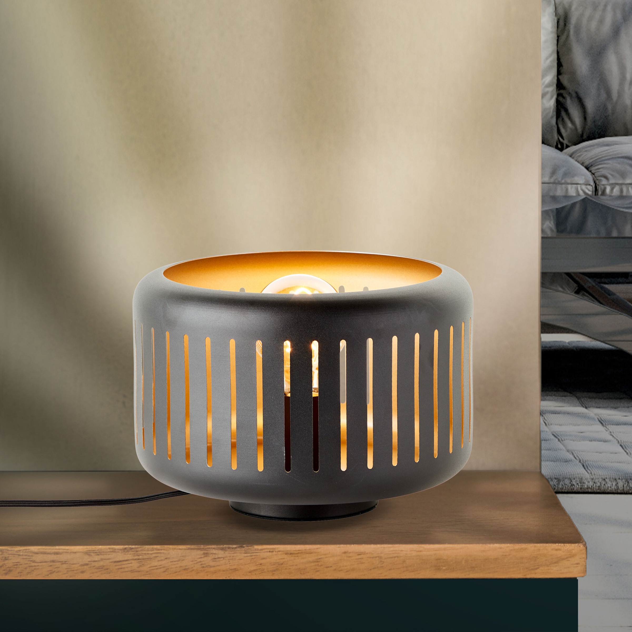 Brilliant Tischleuchte »Tyas«, 1 flammig, Leuchtmittel E27 | ohne Leuchtmittel, 19 x 27 cm, E27, Metall, schwarz/goldfarben