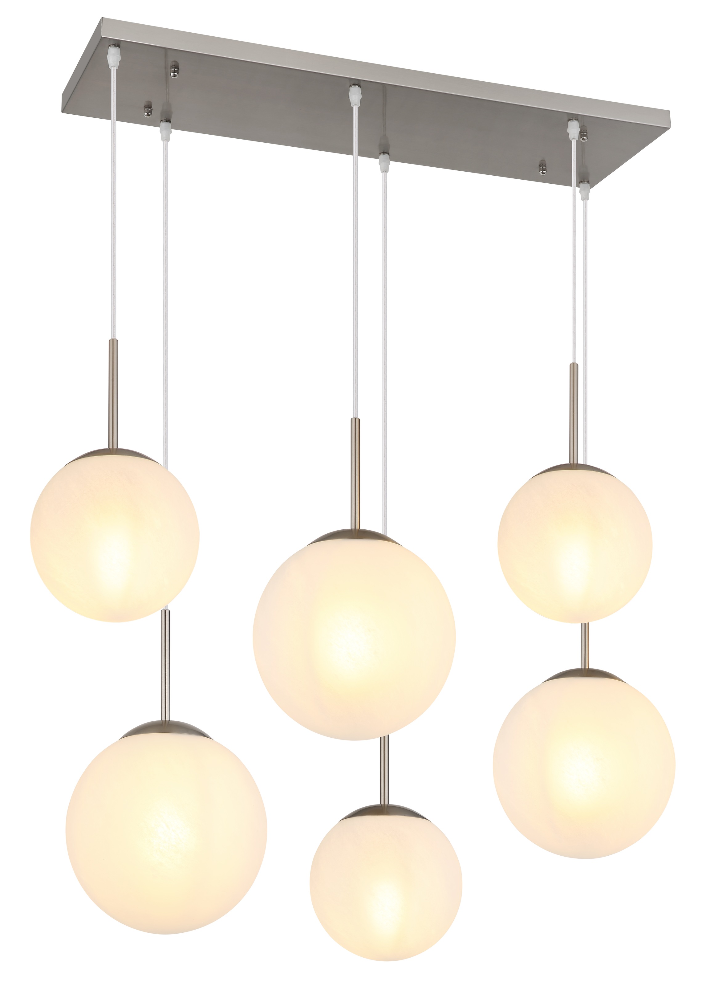 NOWA Pendelleuchte »KOP«, 6 flammig, Leuchtmittel E27 | ohne Leuchtmittel, Hängeleuchte, Hängeleuchte, Glaskugeln opal, alabaster Optik