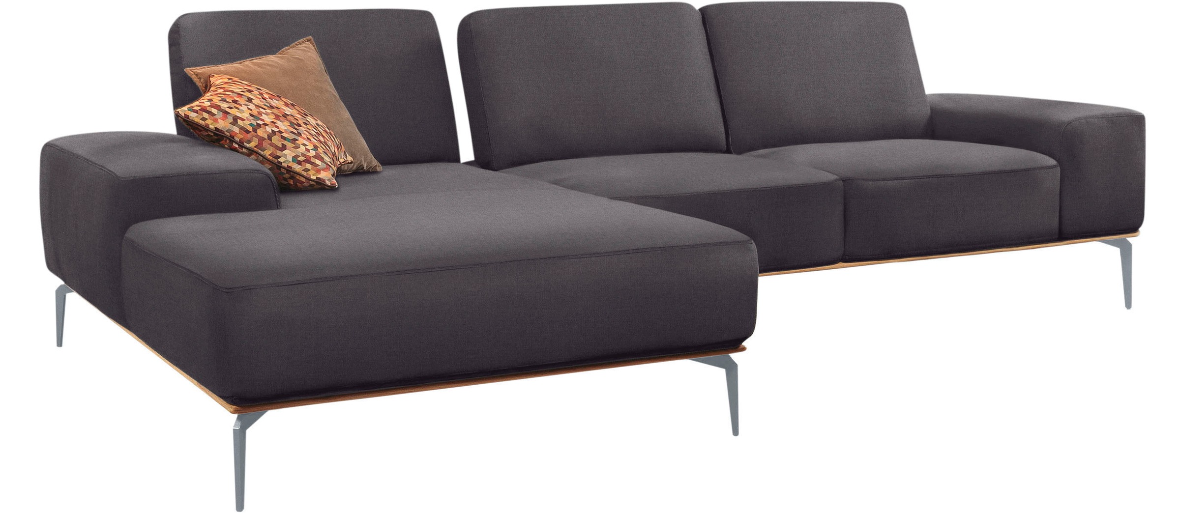 W.SCHILLIG Ecksofa »run, Designsofa mit tollem Sitzkomfort, bequem, L-Form«, mit elegantem Holzsockel, Füße in Silber matt, Breite 299 cm