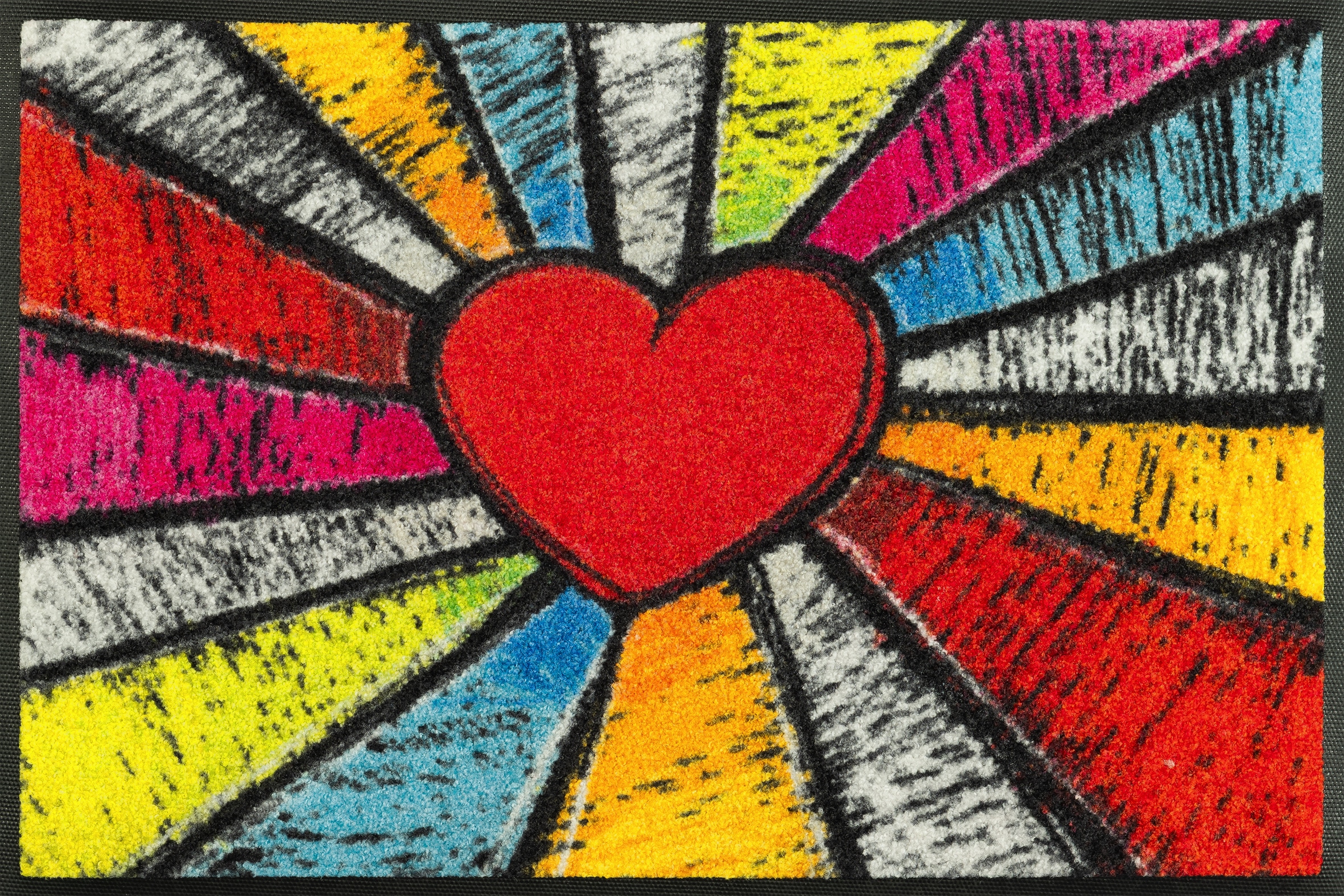 wash+dry by Kleen-Tex Fußmatte »Pop Art Heart« rechteckig 7 mm Höhe