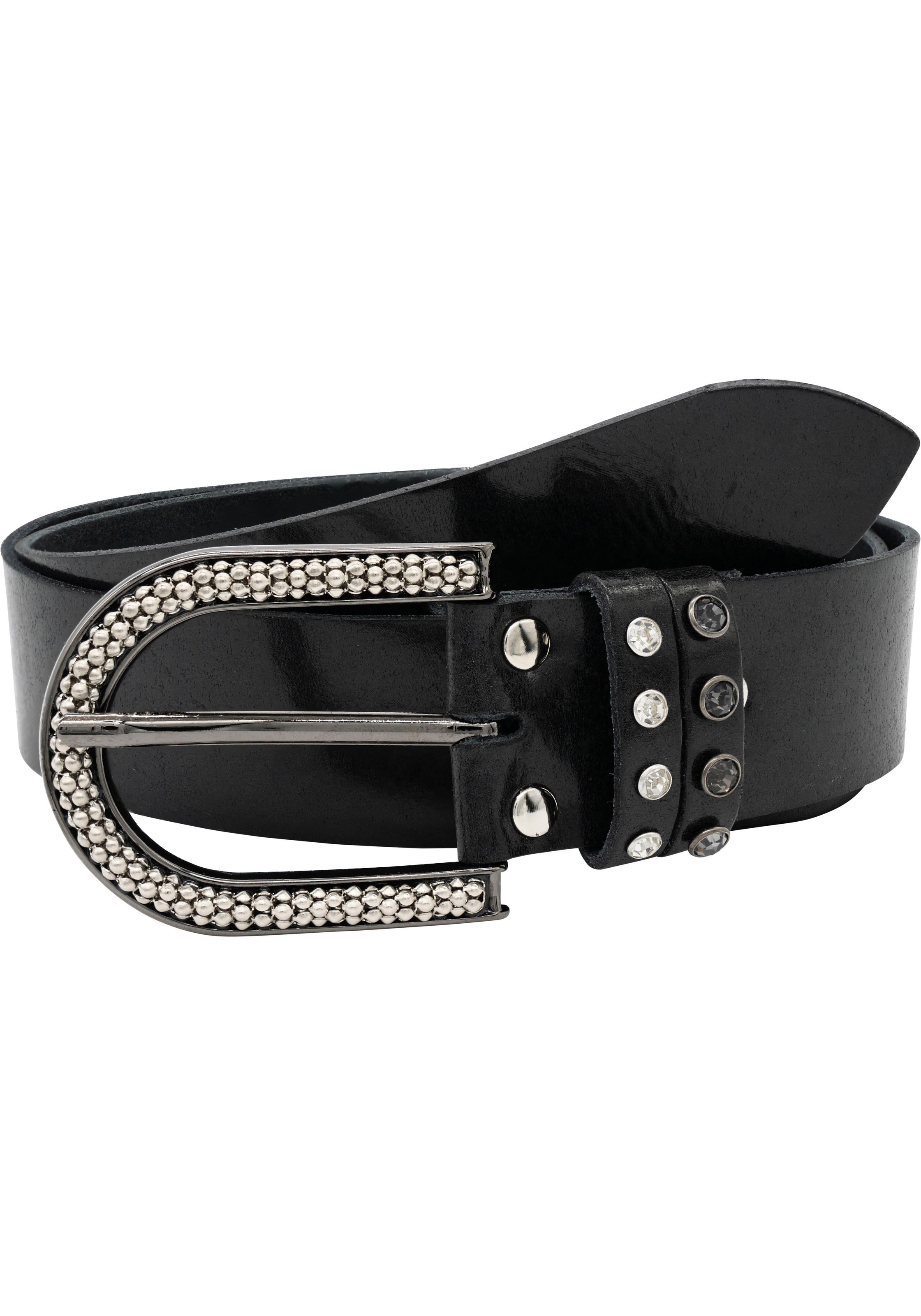 AnnaMatoni Ledergürtel Gürtel mit Strass-Steinen besetzt