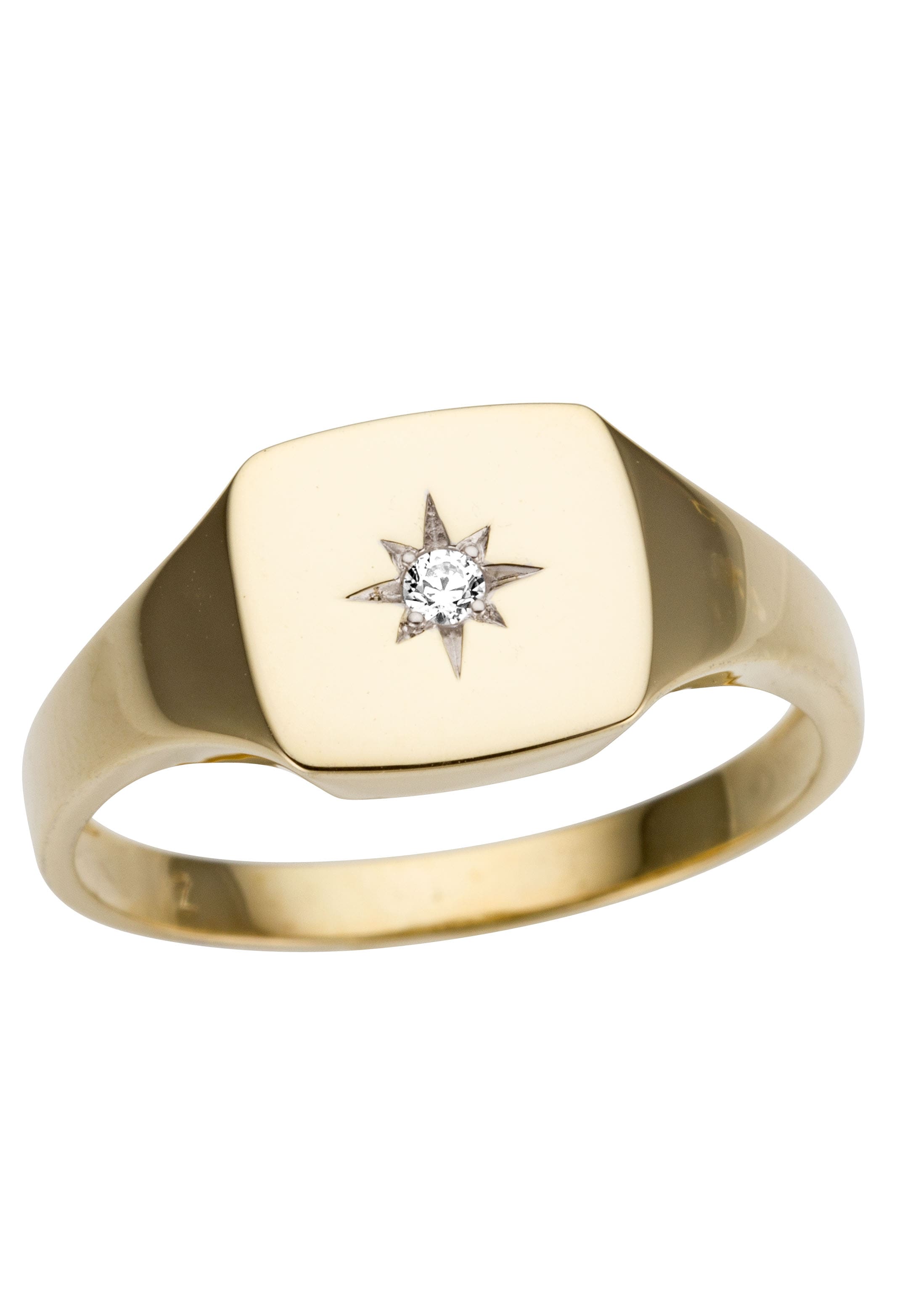 Firetti Goldring »Schmuck Geschenk Gold 333 Siegelring, Stern, teilw. rhodiniert«, mit Brillant