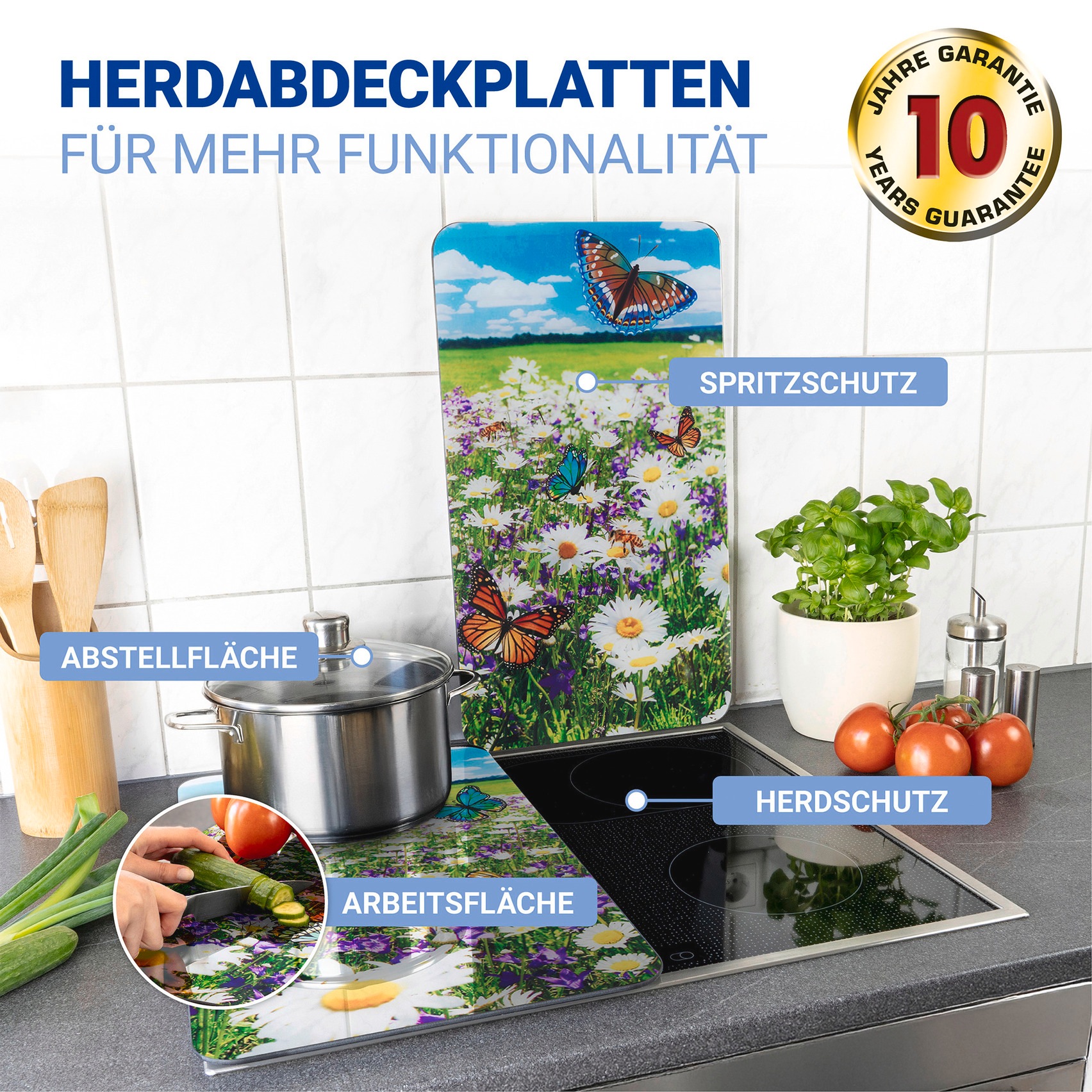 WENKO Herd-Abdeckplatte »Universal Modell Sommerwiese« Herdabdeckung für al günstig online kaufen