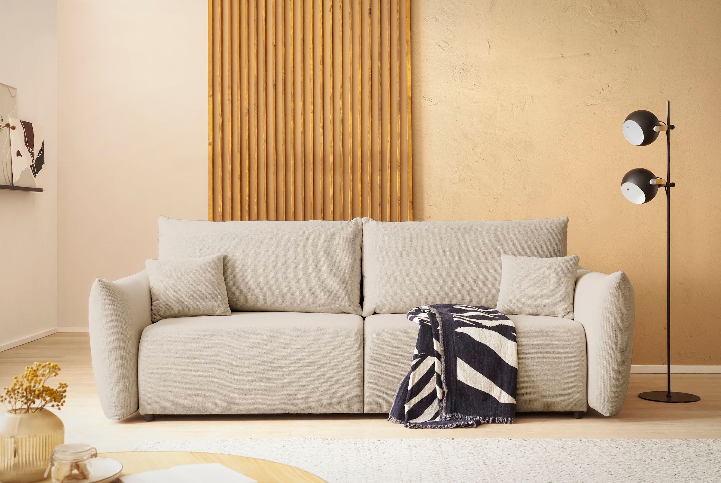 INOSIGN 3-Sitzer »MAVAS Schlafsofa mit Bettkasten«, ca.240/108cm (Liegefläche 212/145 cm), Cord, Chenille, Struktur