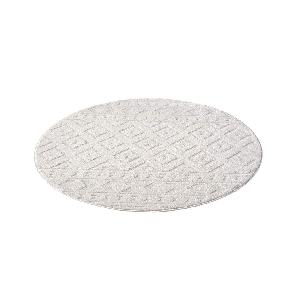 Carpet City Teppich »LOUNGE 9999«, rund, 15 mm Höhe, Kurzflor-Teppich Modern, Hoch-Tief-Struktur, Wohnzimmer, Schlafzimmer