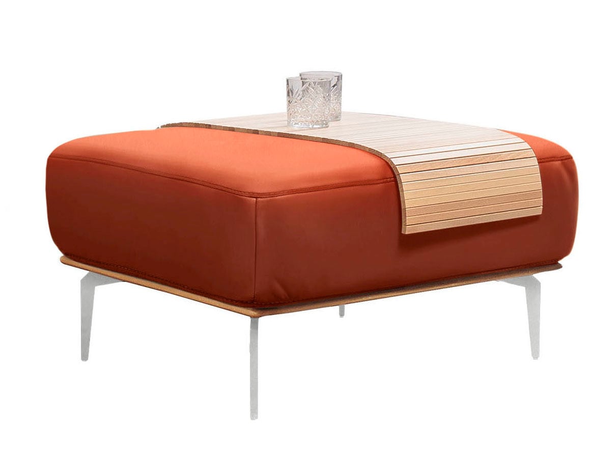 W.SCHILLIG Polsterhocker »run«, mit elegantem Holzsockel, Füße in Chrom glänzend, Breite 75 cm