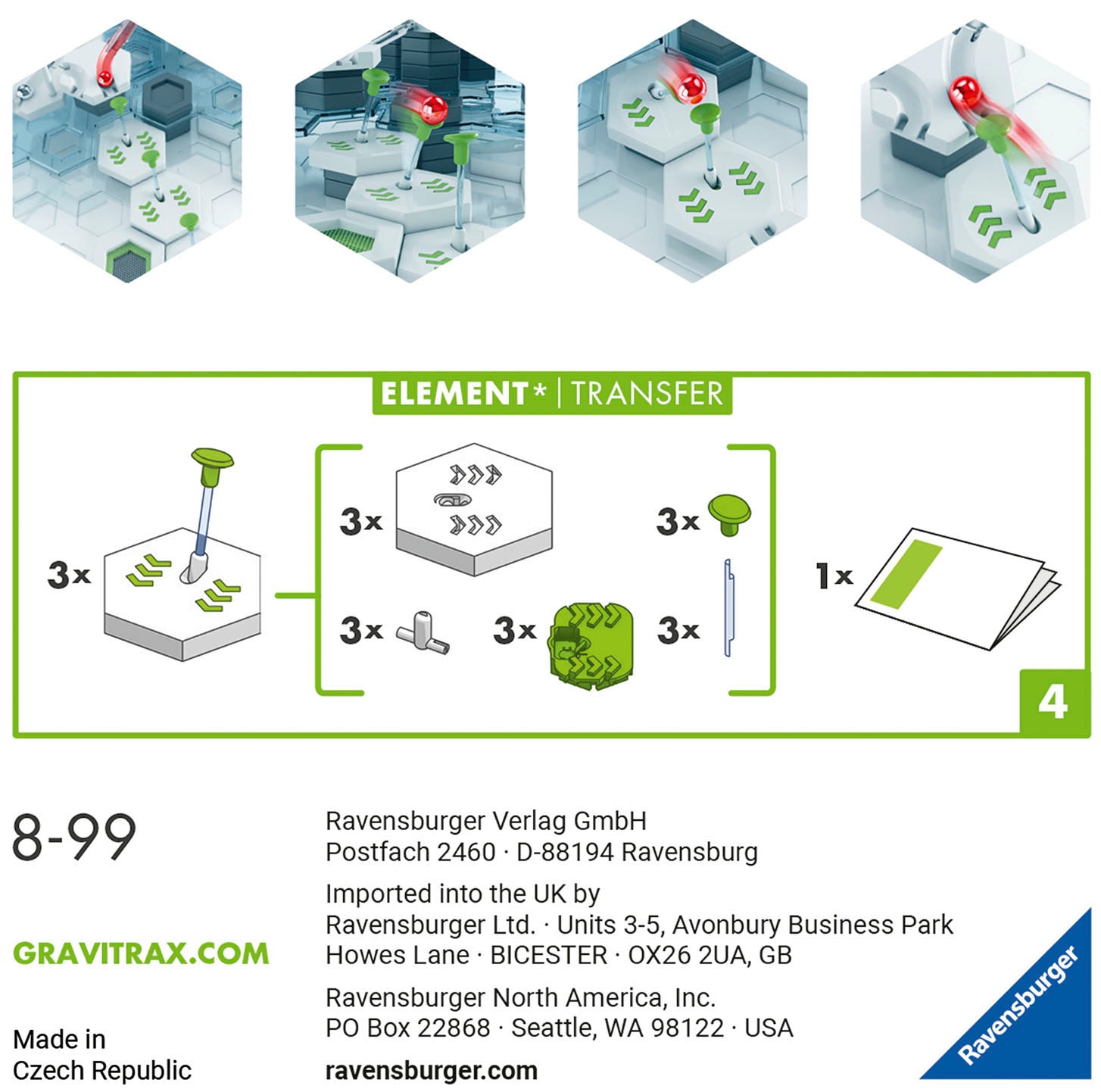 Ravensburger Kugelbahn-Bausatz »GraviTrax Element Transfer«, Made in Europe