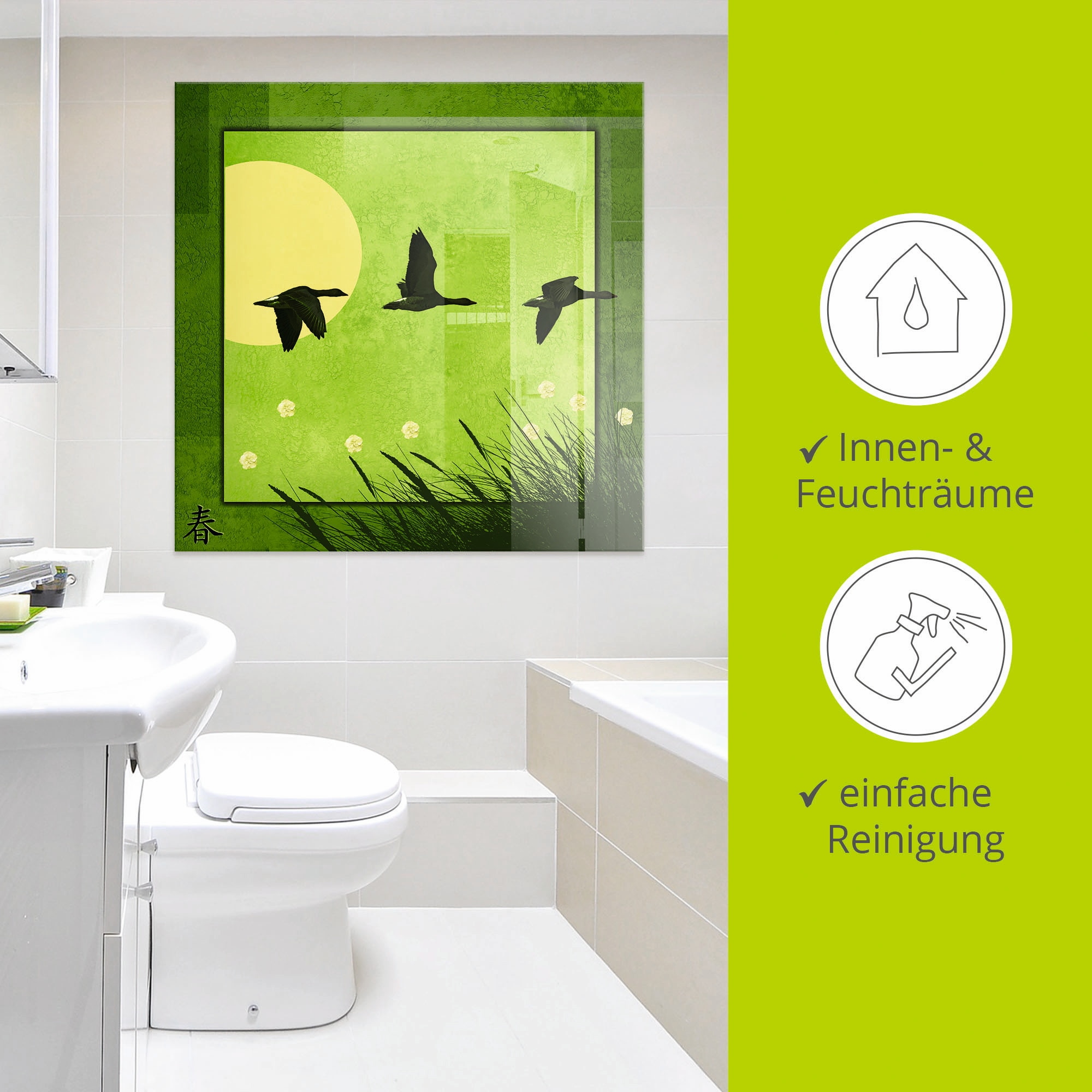 Artland Glasbild »Serie vier Jahreszeiten - Frühling«, Vögel, (1 St.), in verschiedenen Größen
