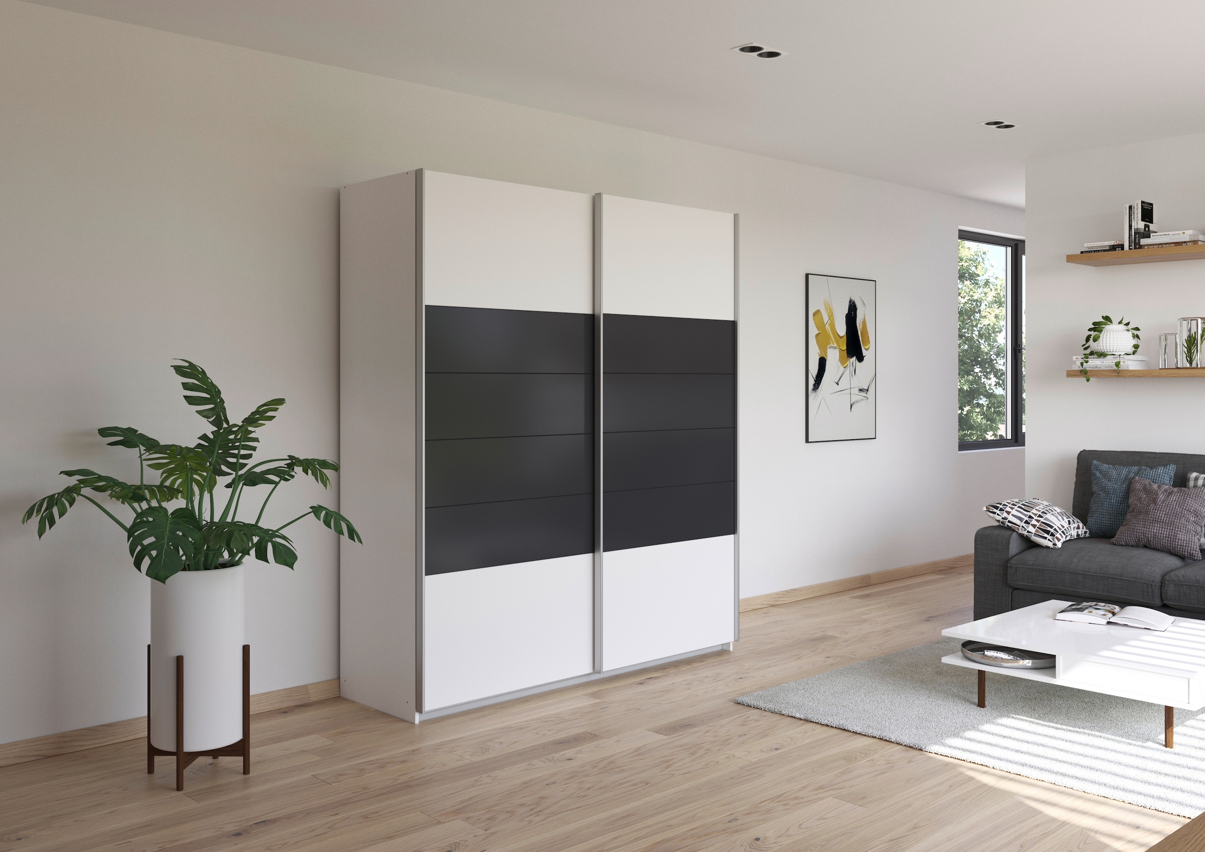 rauch Schwebetürenschrank »Kleiderschrank Schrank Garderobe BARCELONA«, in modernem Farbmix mit viel Stauraum MADE IN GERMANY