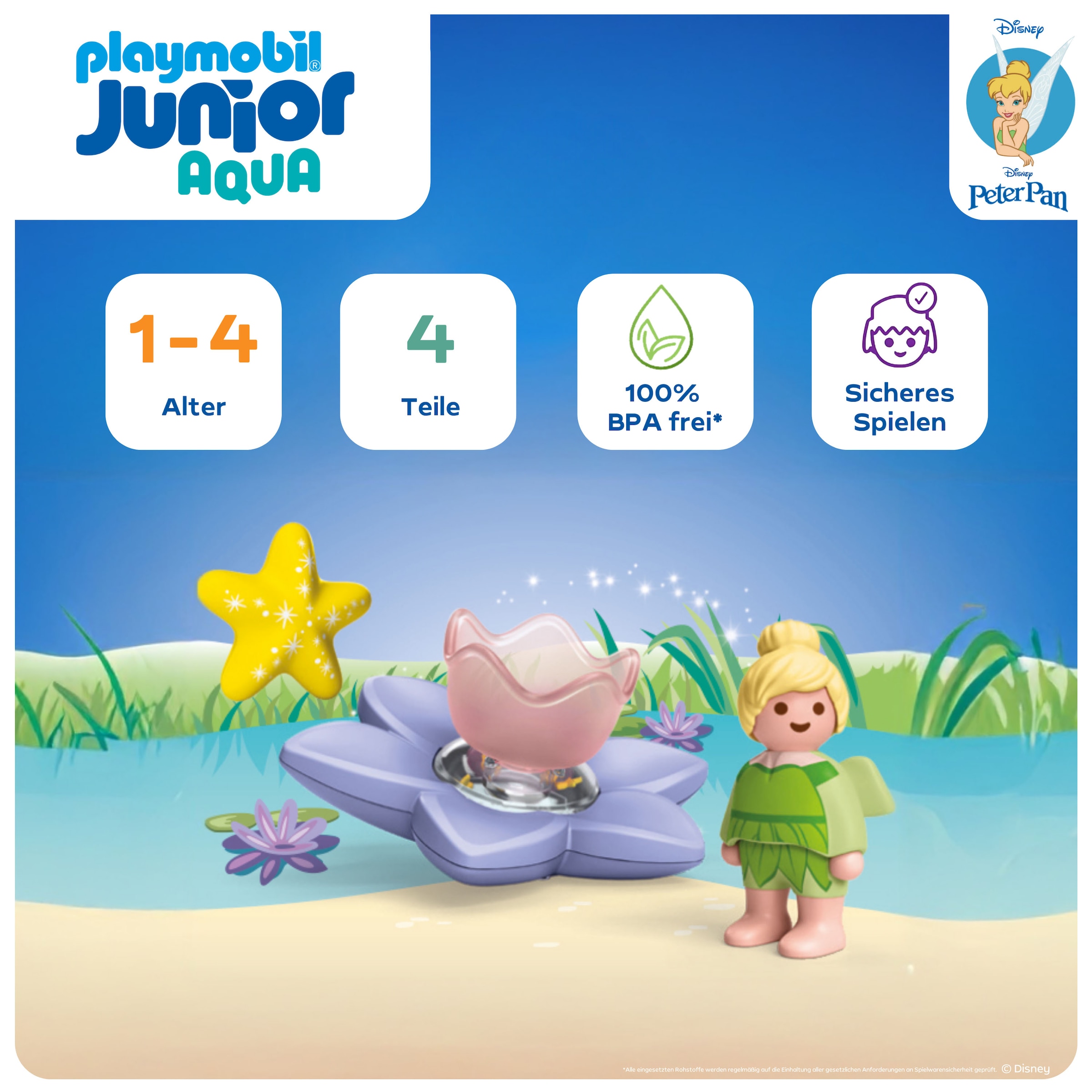 Playmobil® Konstruktions-Spielset »Tinkerbells magische Feen-Schwimmblume (71772), JUNIOR & Disney«, (4 St.), Made in Europe