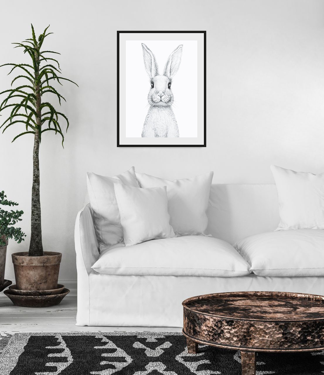 queence Bild »Aleksi« Hase 1 tlg. HD Premium Poster-Druck inkl. Holzrahmen günstig online kaufen