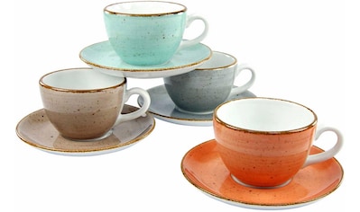 CreaTable Tasse »Tassen Set VINTAGE NATURE«, (Set, 8 tlg.), 4 Kaffeetassen, 4 Untertassen kaufen