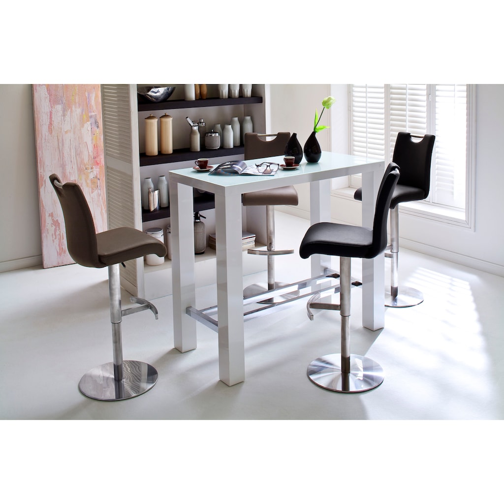 MCA furniture Bartisch »Jam«, Bartisch weiß hochglanz, Küchentisch, Stehtisch mit Sicherheitsglas