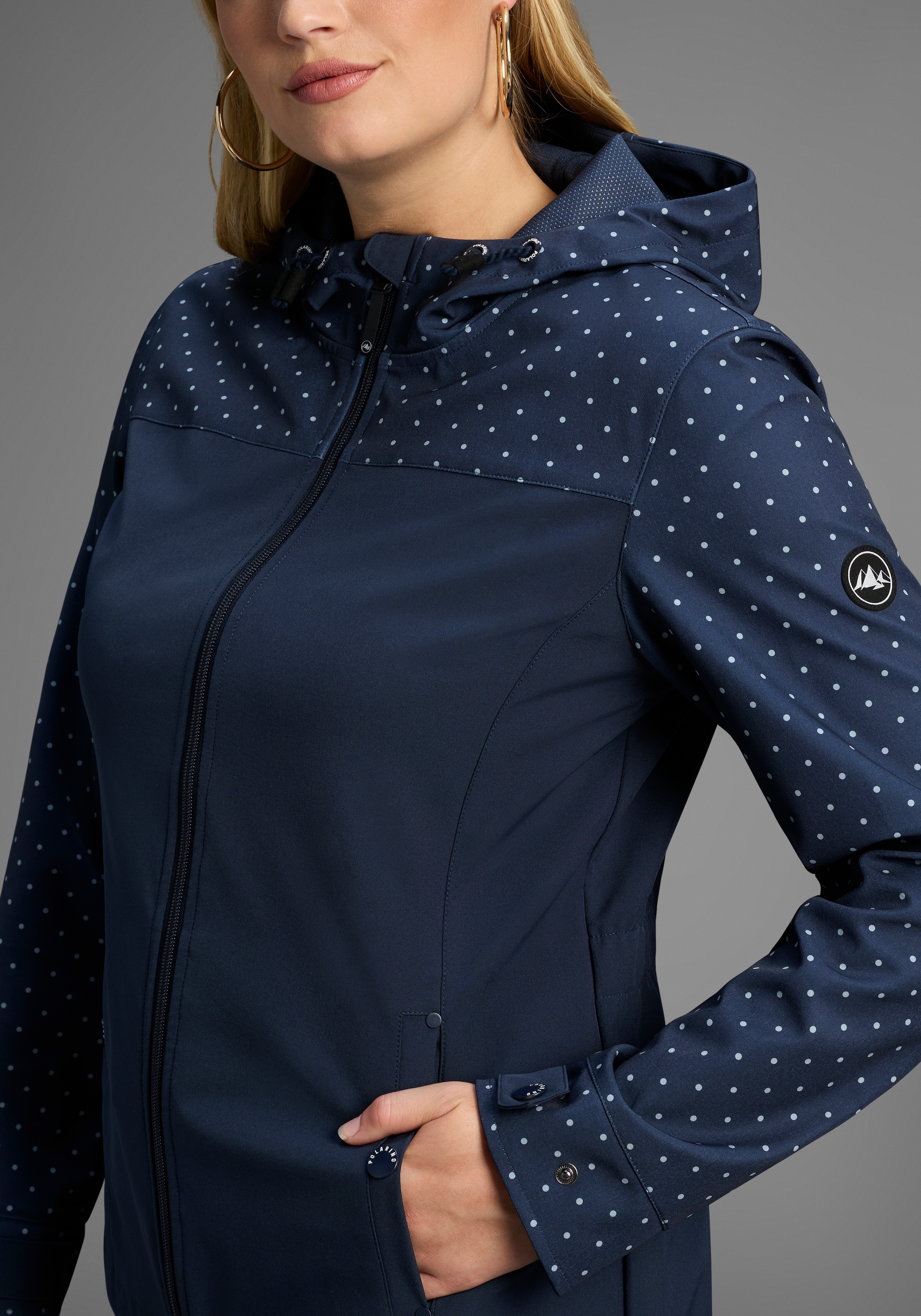 Polarino Softshelljacke mit Kapuze mit Druck, Übergangsjacke