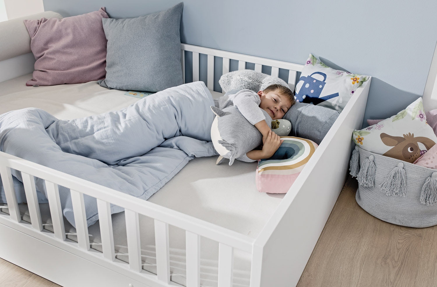 PAIDI Kinderbett »LITTLE FLO, vom Baby bis zum Teeni, in mehreren Farben und Breiten«, (Breite/Länge: 90x200cm + 120X200cm +140x200cm), umbaubar zum Kinder- oder Jugendbett, Bodenbett auch als Sofa nutzbar