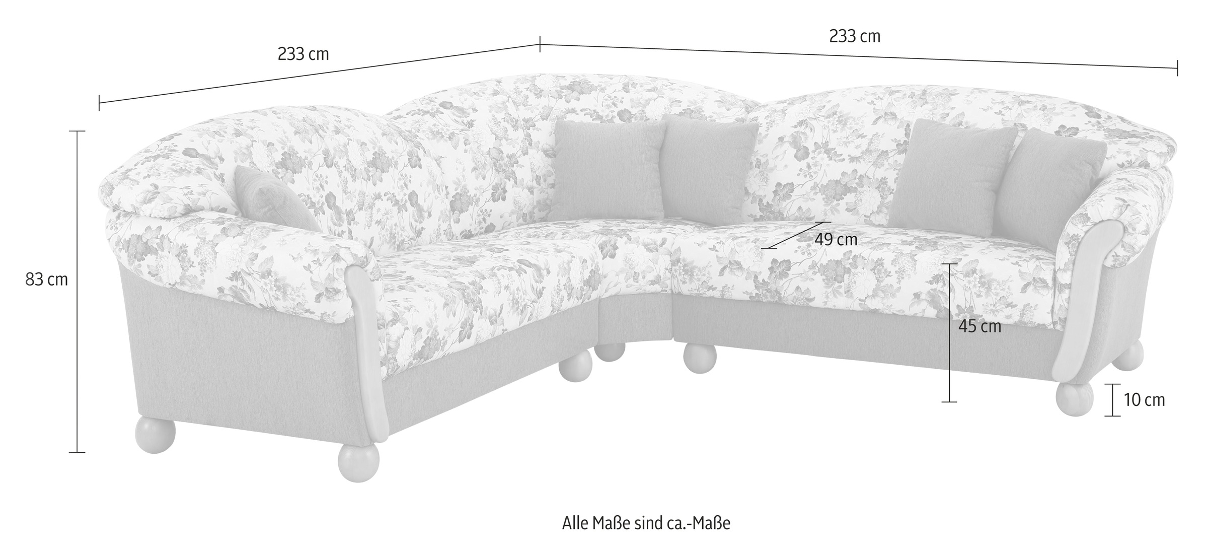 Home affaire Ecksofa »Milano, bequem mit Federkern, B/T/H 233/233/83cm, Lan günstig online kaufen