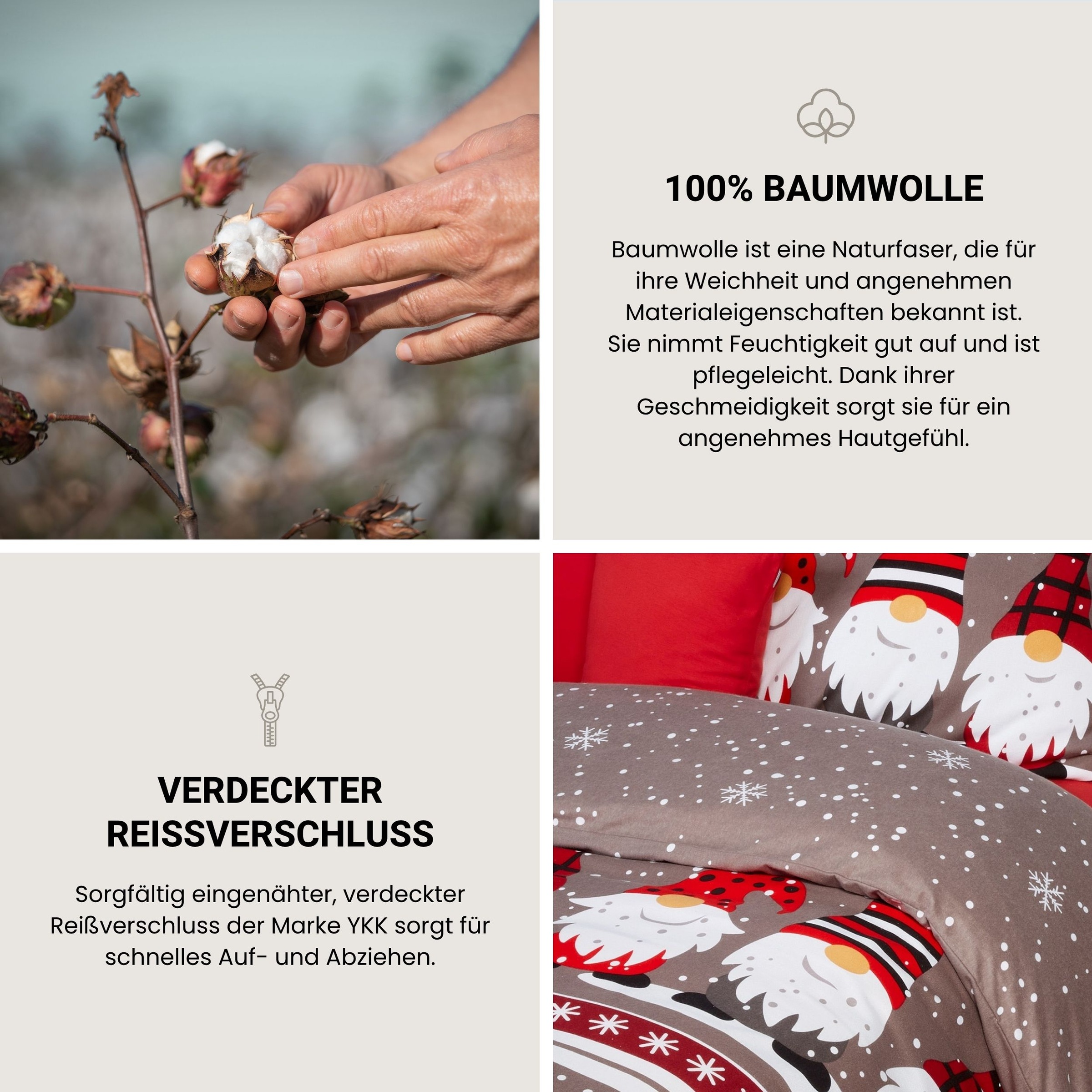 Schiesser Bettwäsche »Wichtel aus weicher Baumwolle mit coolem Winter-Print« 2 Stk. OEKO-TEX® MADE IN GREEN-zertifiziert