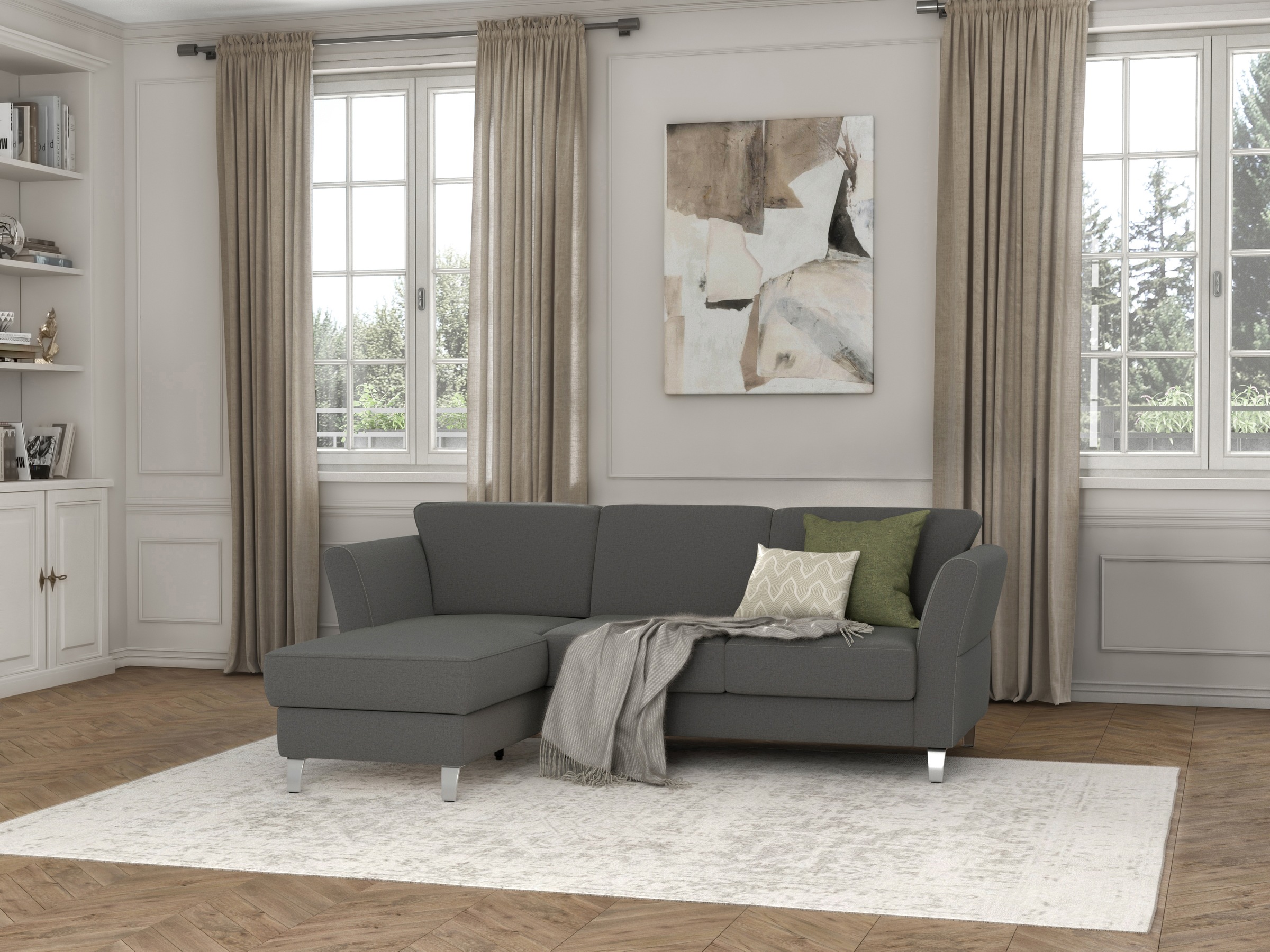 sit&more Ecksofa »Visby L-Form«, wahlweise mit Bettfunktion und Bettkasten, frei im Raum stellbar
