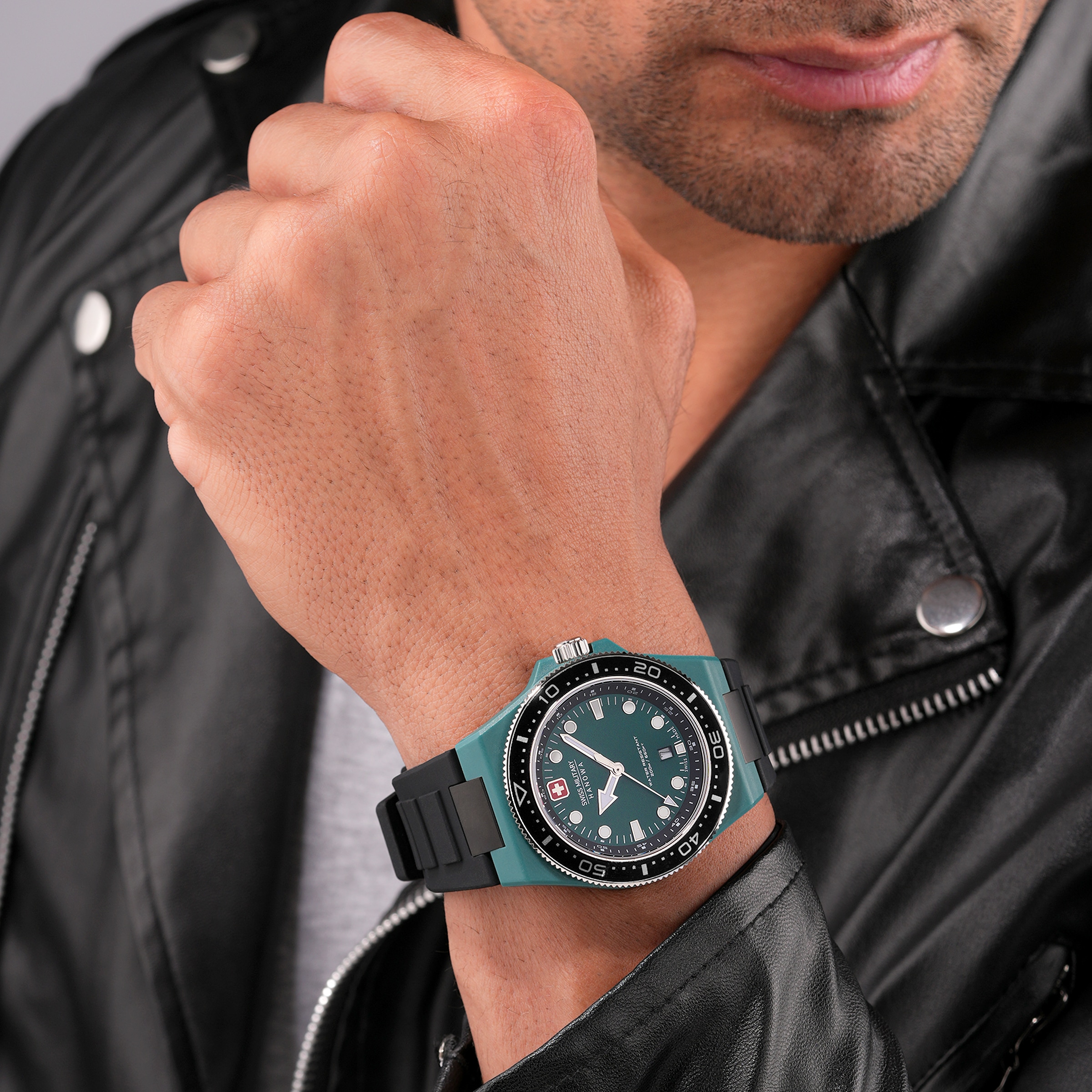 Swiss Military Hanowa Quarzuhr »Ocean Pioneer« Armbanduhr, Herrenuhr, Swiss Made, Silikonarmband, analog, Tag