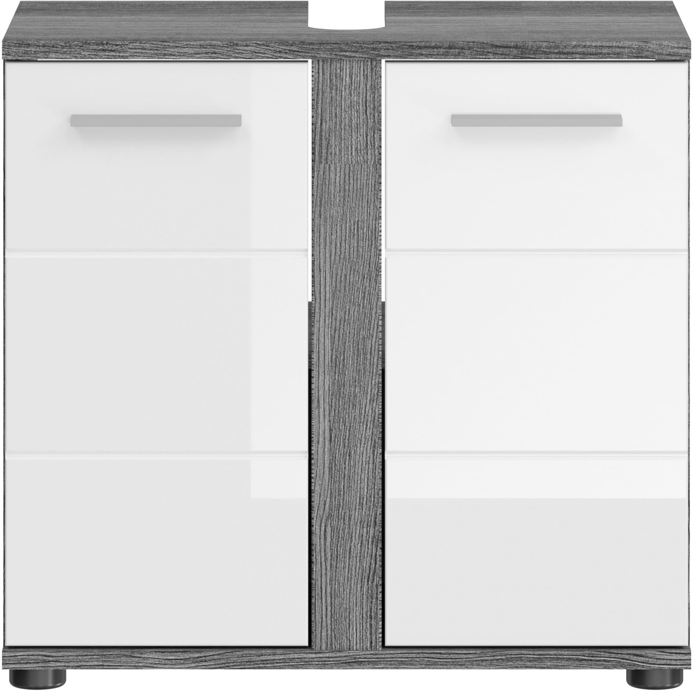 welltime Waschbeckenunterschrank »LUCCA, TOPSELLER!, Breite 60cm, 2 Türen, 2 Fächer,mit Siphonausschnitt«, MDF-Front, Badmöbel, Badschrank, Schrank, Kommode, Bad, Badezimmer