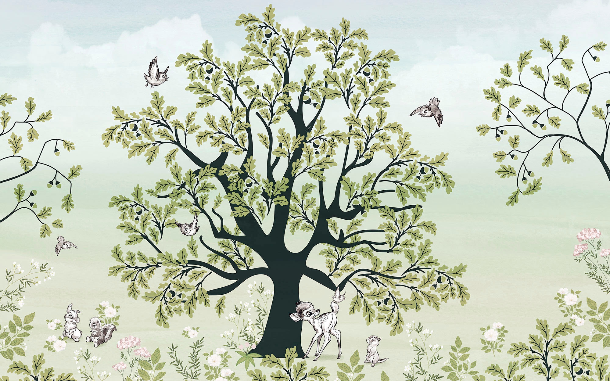 Komar Fototapete »Digitaldruck Vlies - Bambi Forest Friends - Größe 400 x 250 cm«, bedruckt, Kinderzimmer