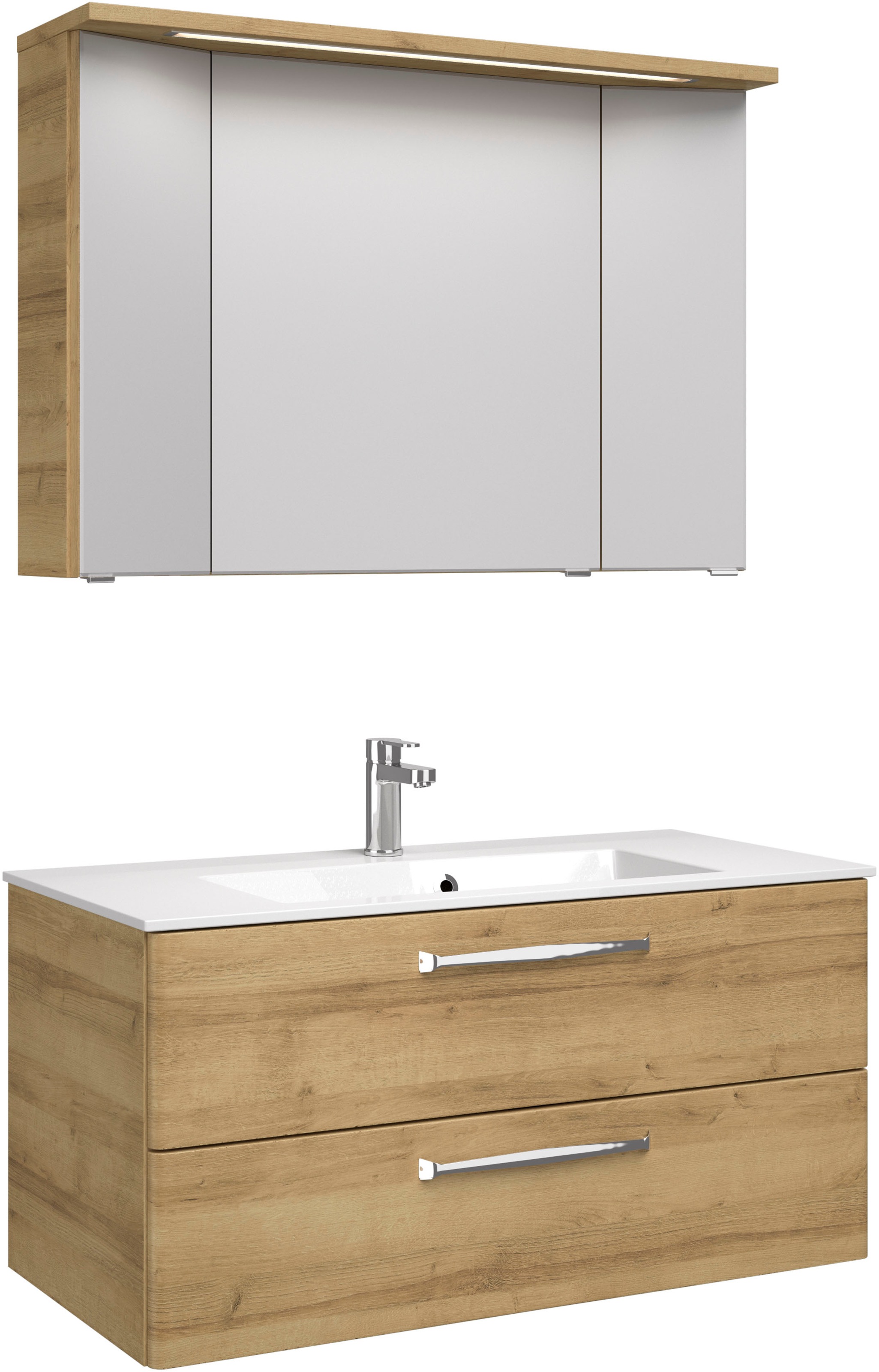 Saphir Badmöbel-Set »Trentino 2-teilig Mineralmarmor-Waschtisch mit LED-Spi günstig online kaufen