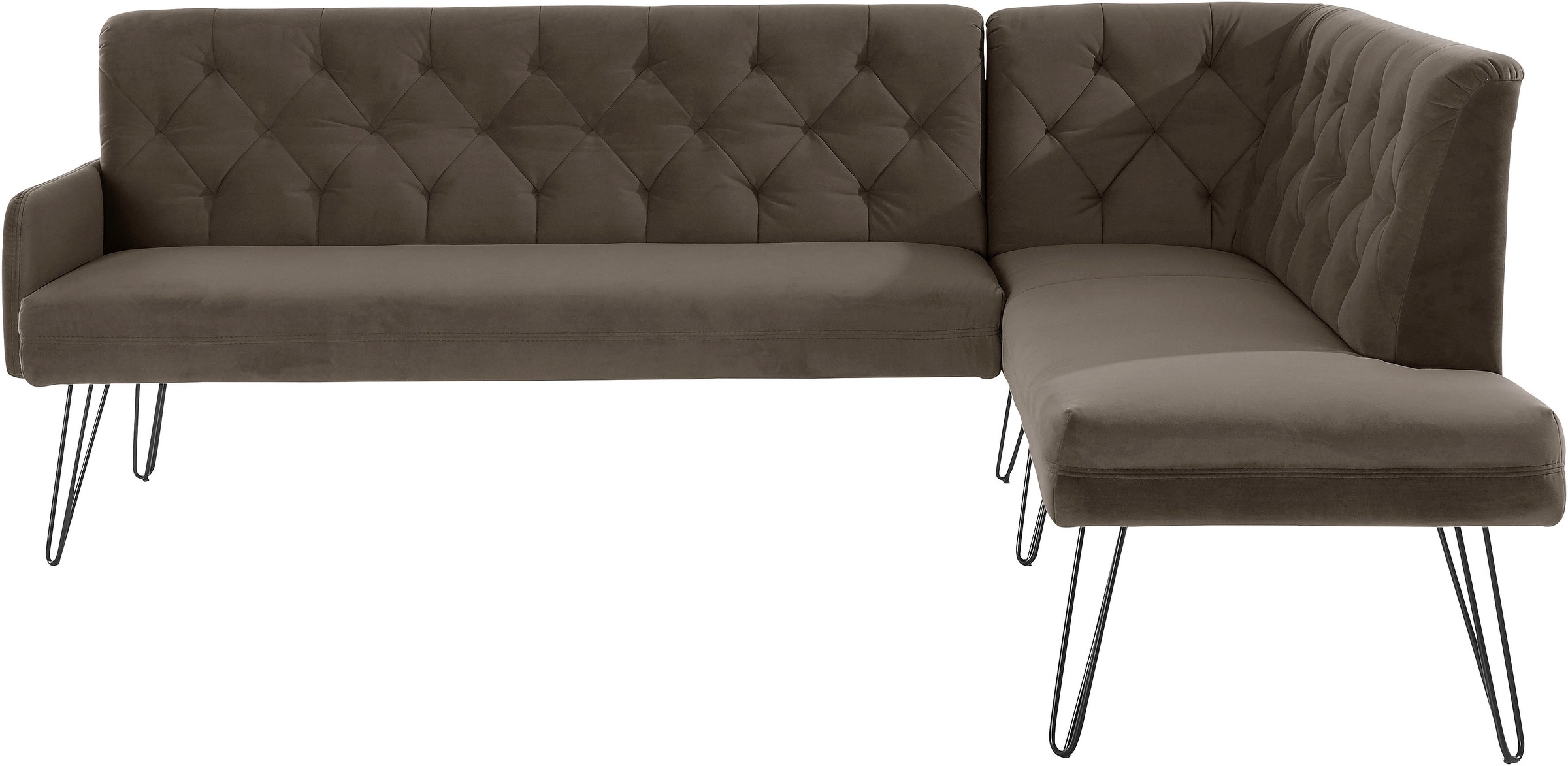 exxpo - sofa fashion Eckbank »Doppio, Chesterfield Optik, komfortabel und bequem, hohe Designfüße«, Frei im Raum stellbar