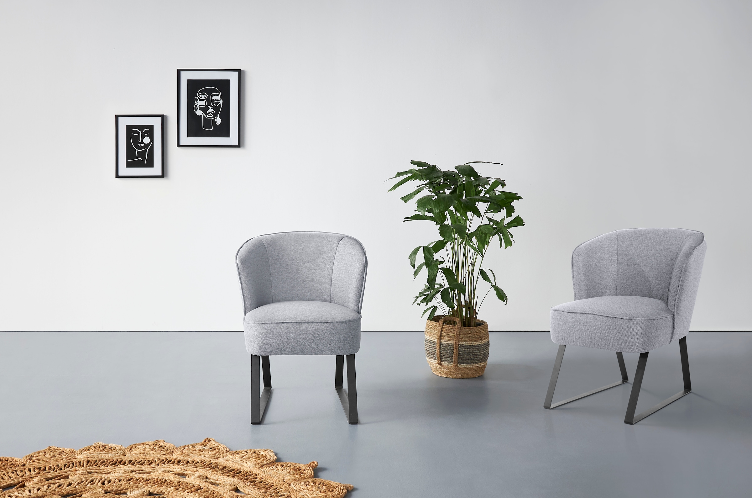 exxpo - sofa fashion Sessel »Americano, Loungesessel«, mit Keder und Metallfüßen, Bezug in verschiedenen Qualitäten, 1 Stck.
