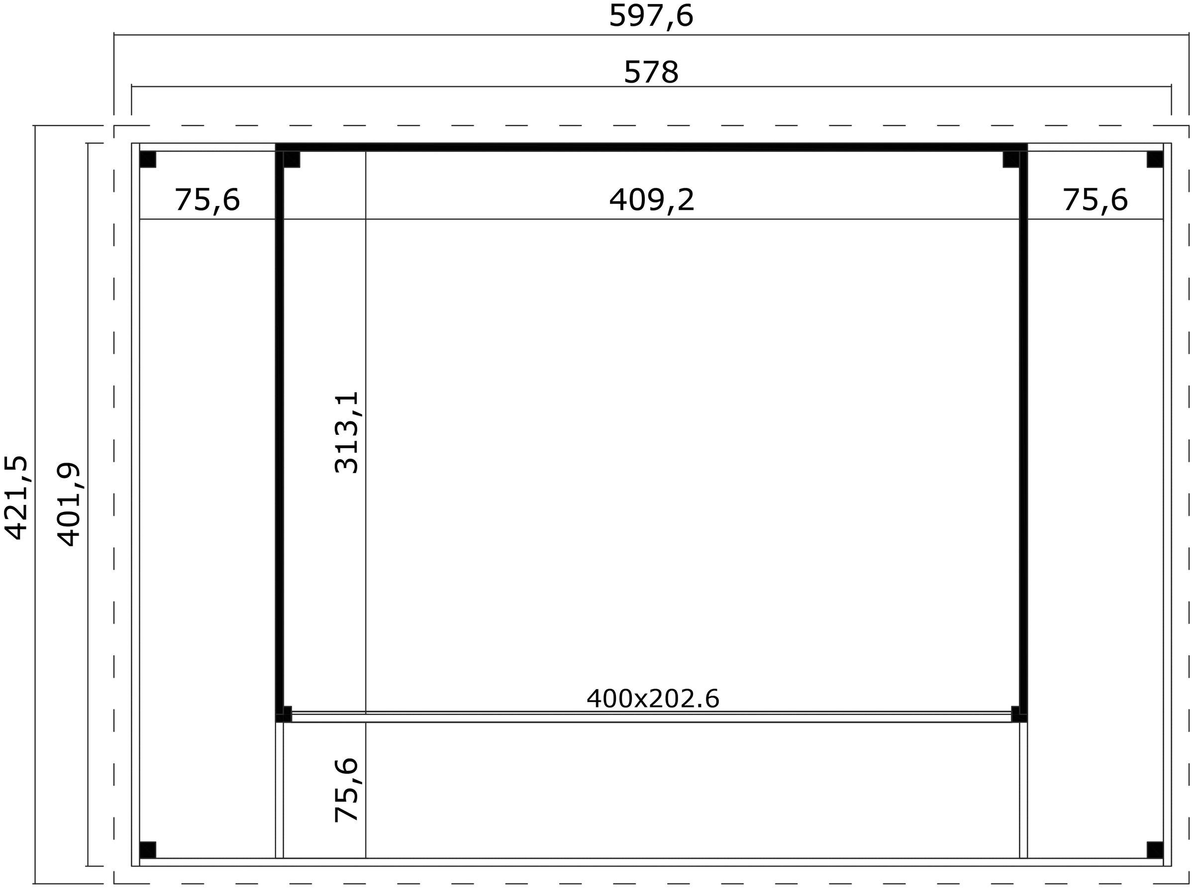 LASITA MAJA Gartenhaus »DOMEO 4 LOGGIA LICHTGRAU/ANTHRAZIT - NEU« mit Überdachung , Fundamentmass 800+4180+800 x 800+3219 , Lichtgrau