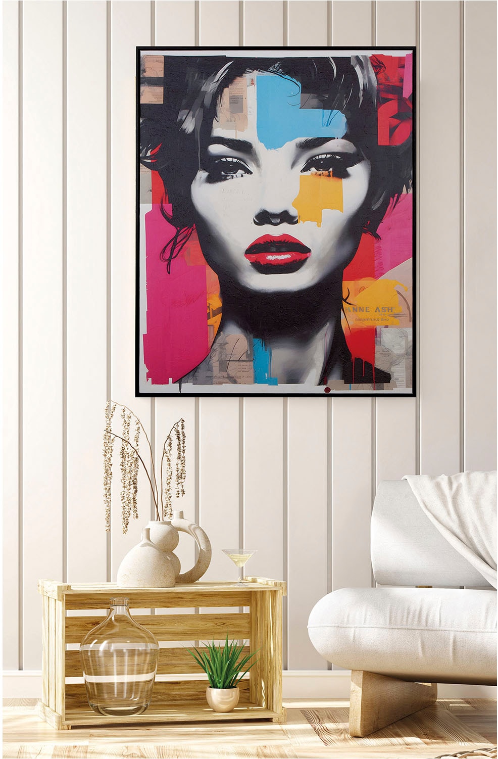 GILDE Bild mit Rahmen »Bild rechteckig Femme fatale mehrfarbig H. 102 cm«, günstig online kaufen
