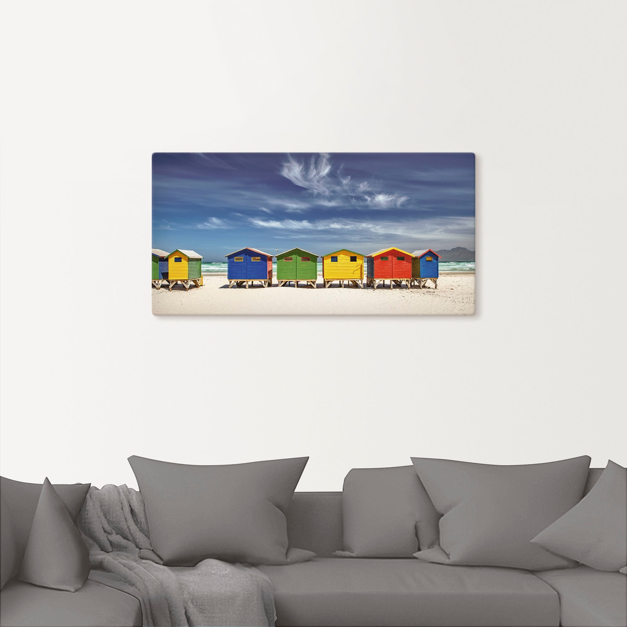 Artland Wandbild »Bunte Strandhäuser bei Kapstadt«, Strandbilder, (1 St.), als Alubild, Outdoorbild, Leinwandbild, Poster, Wandaufkleber