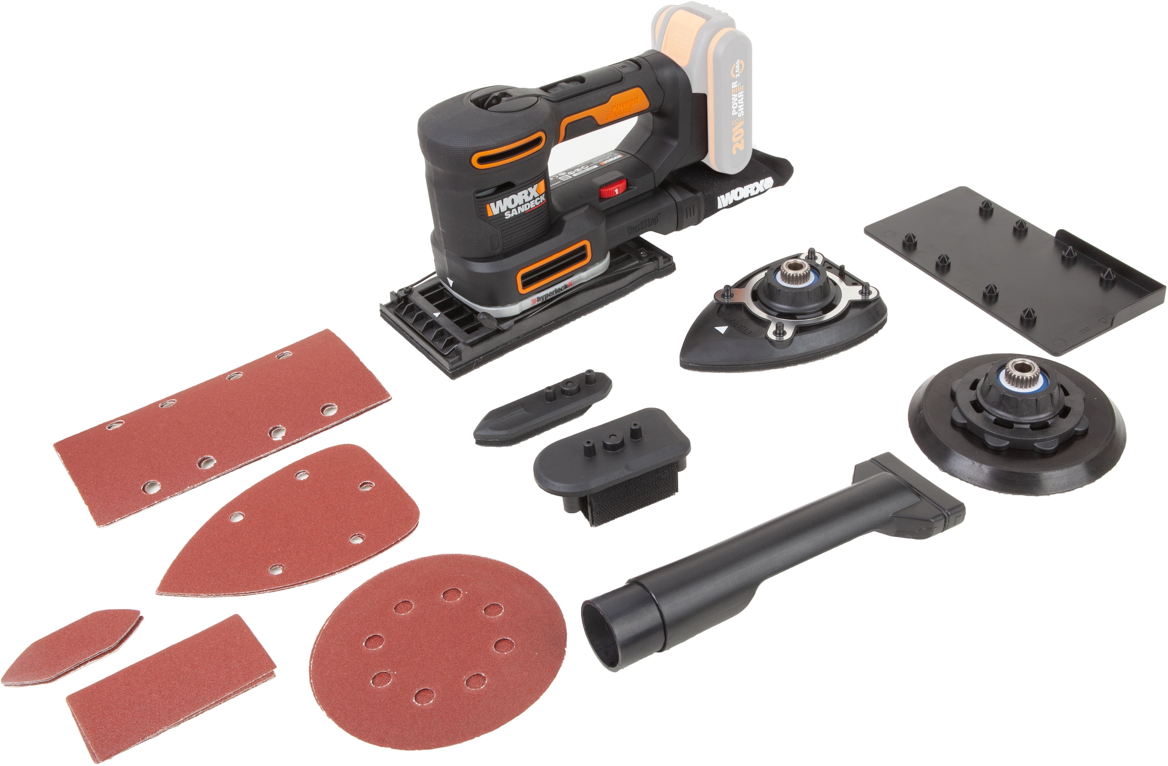 Worx Akku-Multischleifer »WX820.9«, 5-in-1 Funktionen, DustStop-Mikrofilter, ohne Akku & Ladegerät