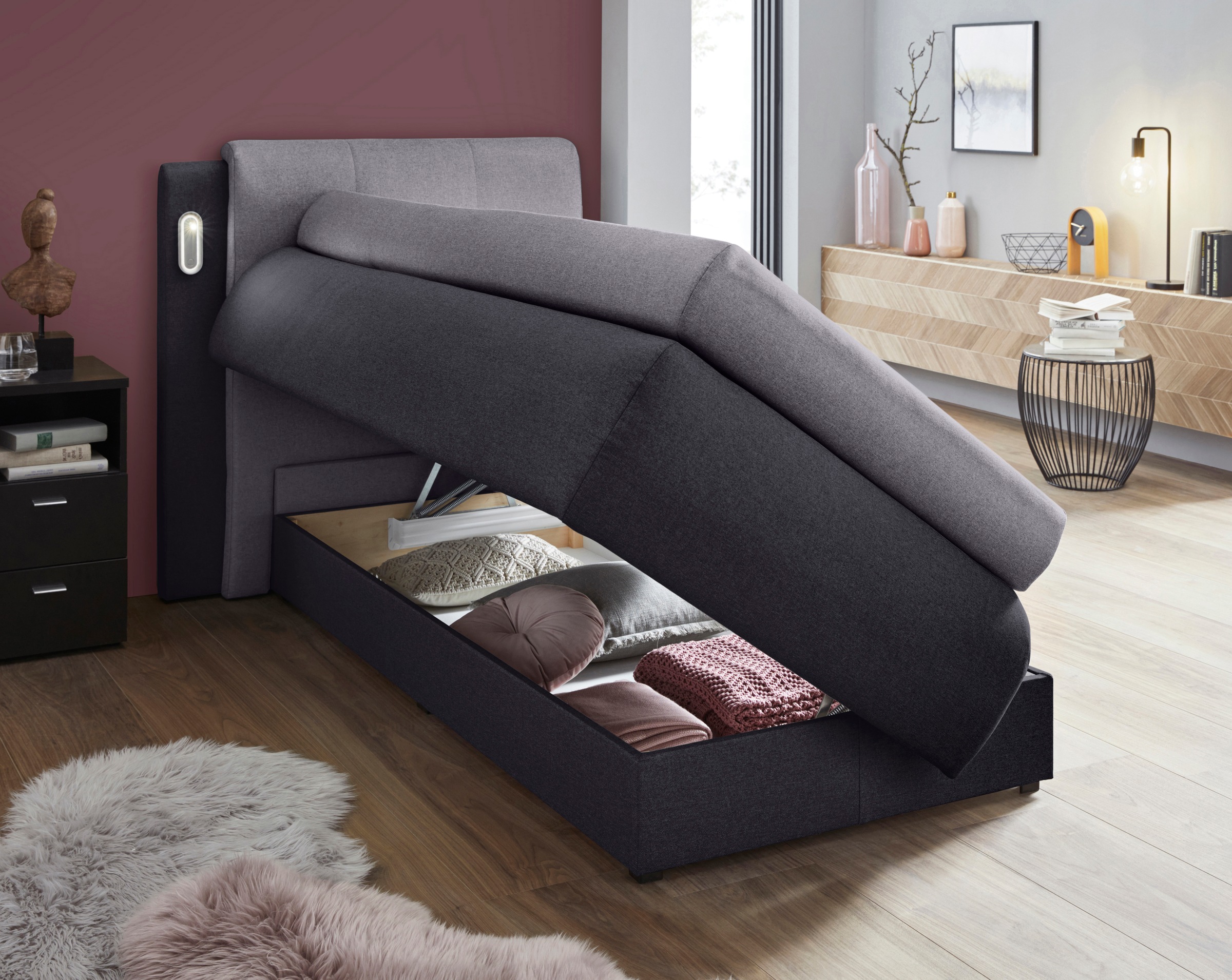 8. Bild von COLLECTION AB Boxspringbett »Borna«, inklusive Bettkasten, LED-Beleuchtung und Topper
